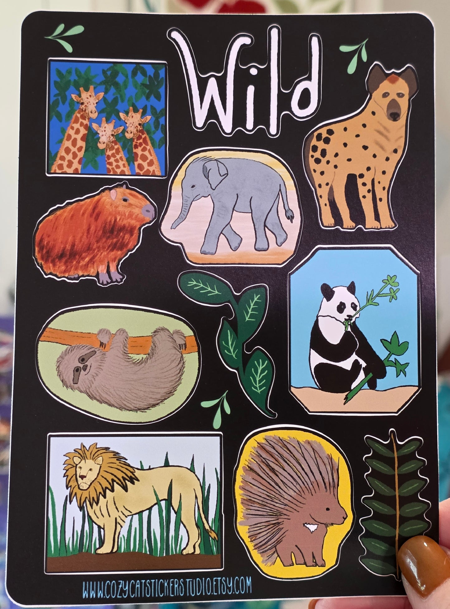 Sticker Sheet, Wildlife Designs, 5" X 7" Sheet With 11 Stickers Each, Vinyl, Die-Cut