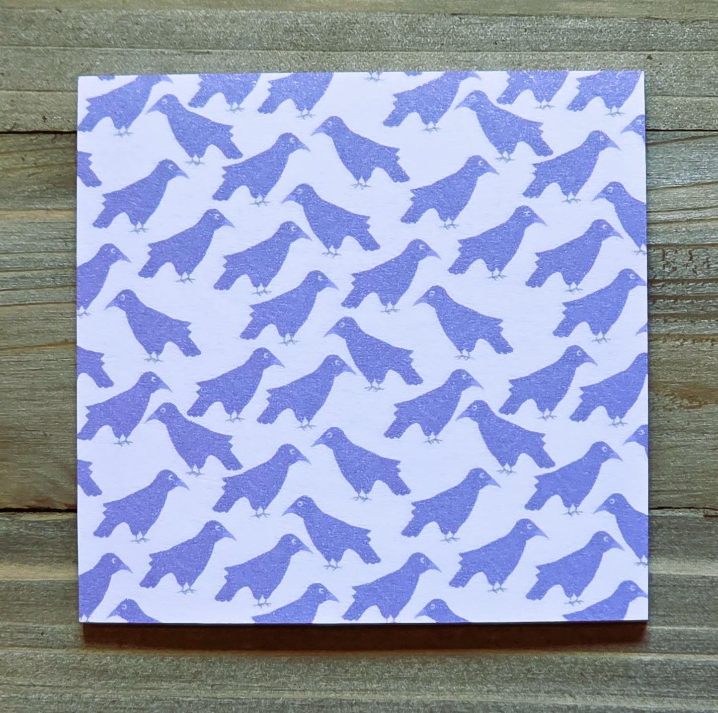 Sticky Note Pad, Crows in Blue Pattern, 3" x 3" Square, 50 Sheets