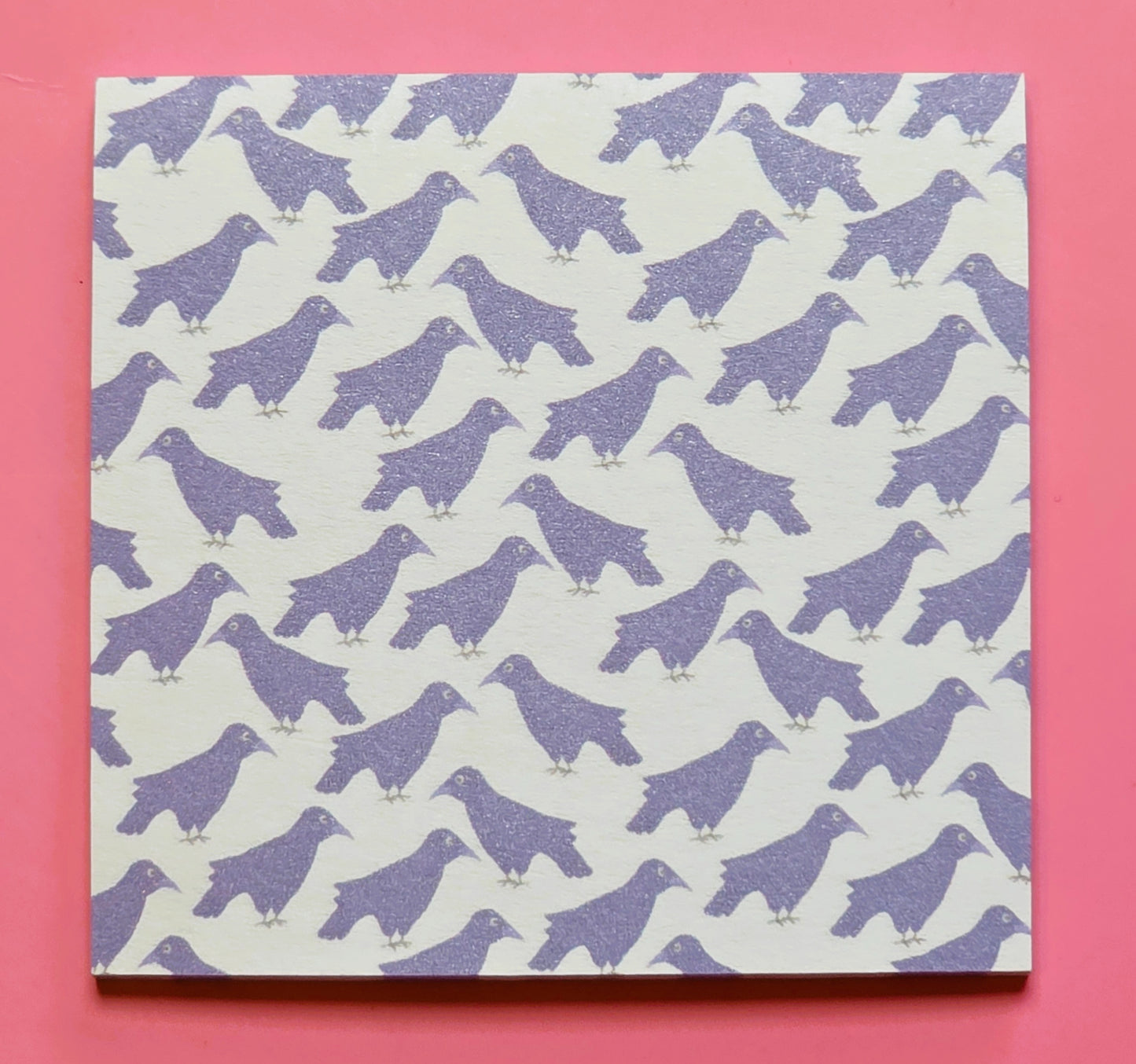 Sticky Note Pad, Crows in Blue Pattern, 3" x 3" Square, 50 Sheets