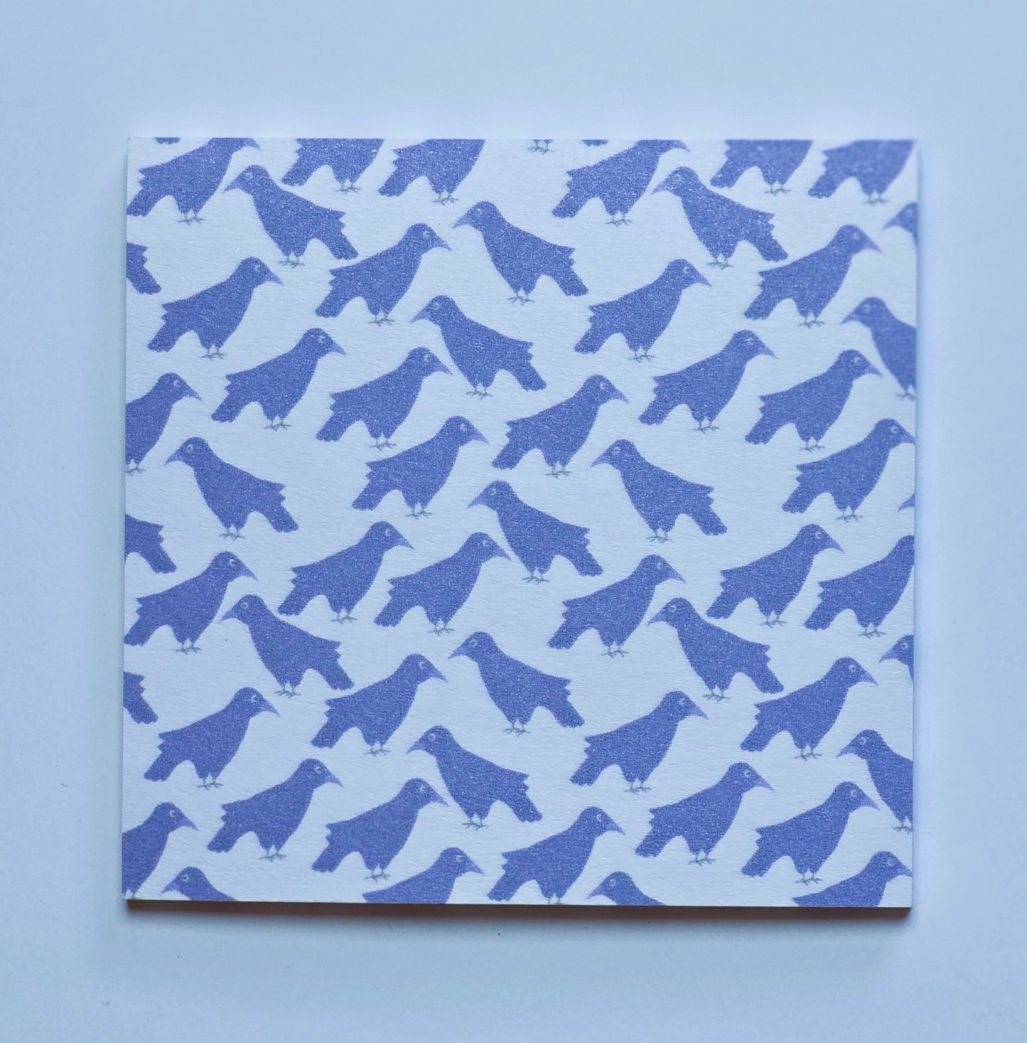 Sticky Note Pad, Crows in Blue Pattern, 3" x 3" Square, 50 Sheets