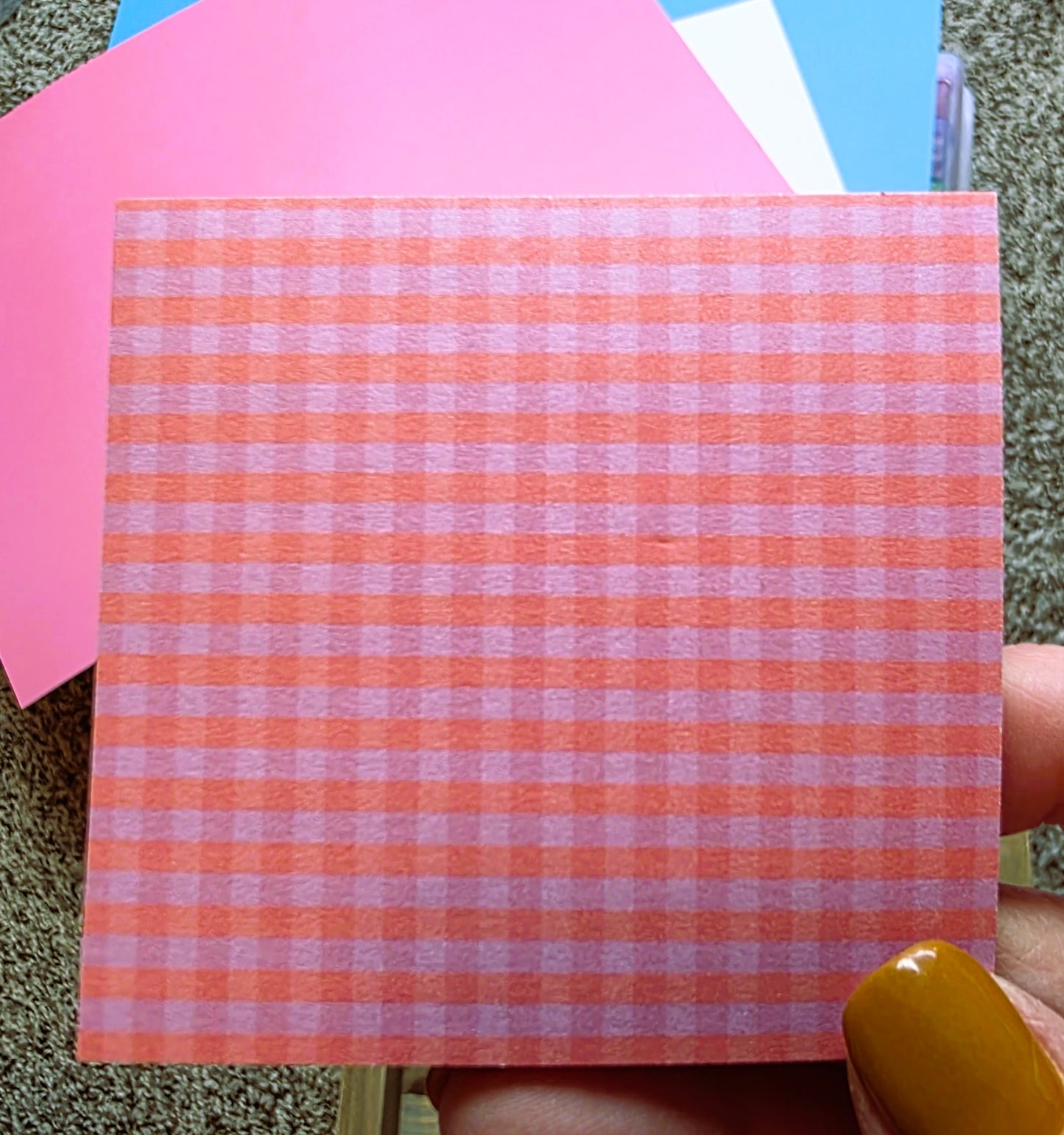 Sticky Note Tablet, Pink Gingham Design, 3" x 3" Square, 50 Sheets