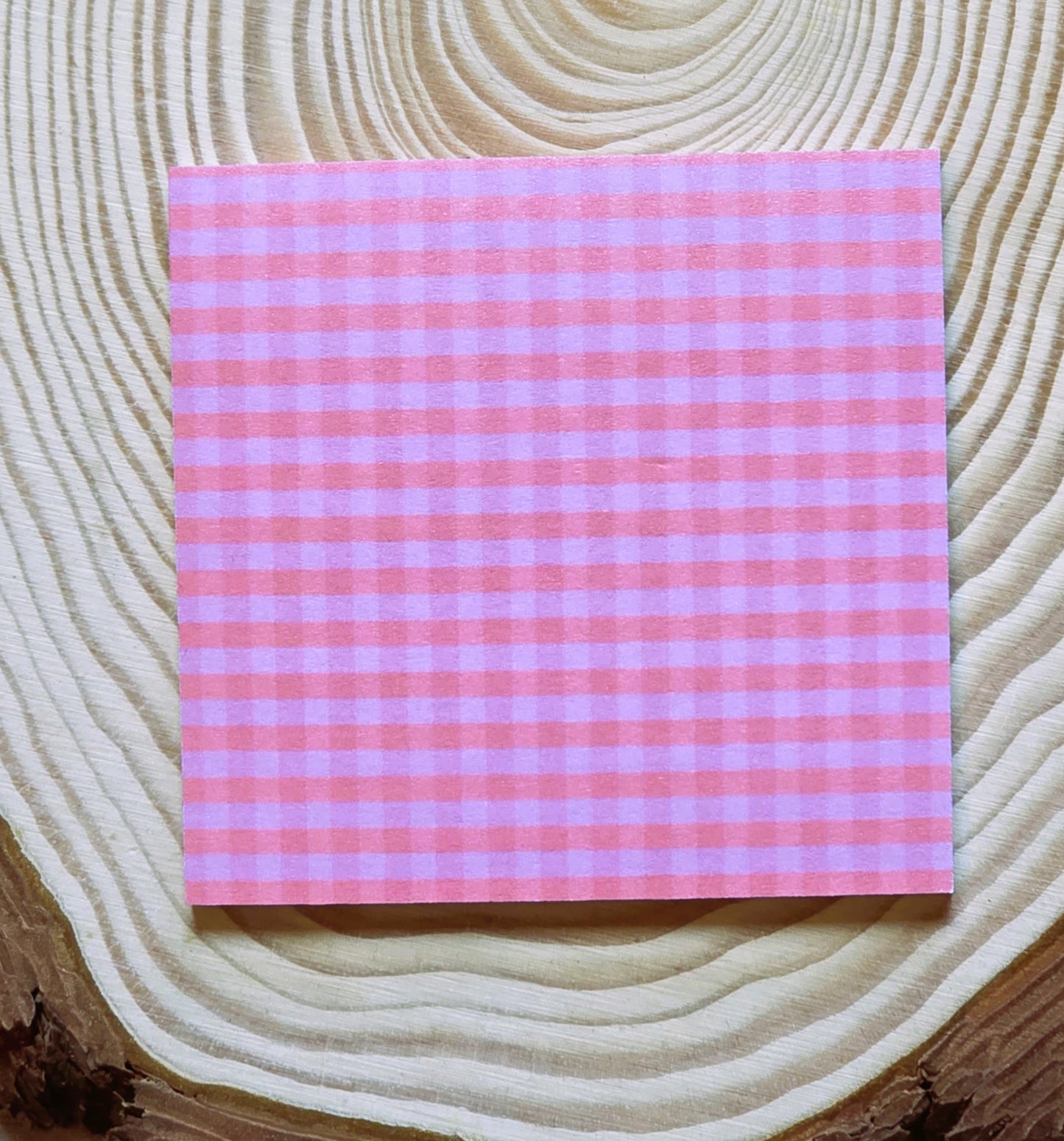 Sticky Note Tablet, Pink Gingham Design, 3" x 3" Square, 50 Sheets