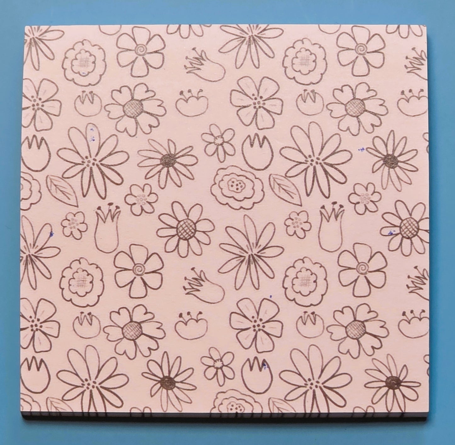 Sticky Notes, Coloring Book Style Floral, Black and White, 3 Inch Square