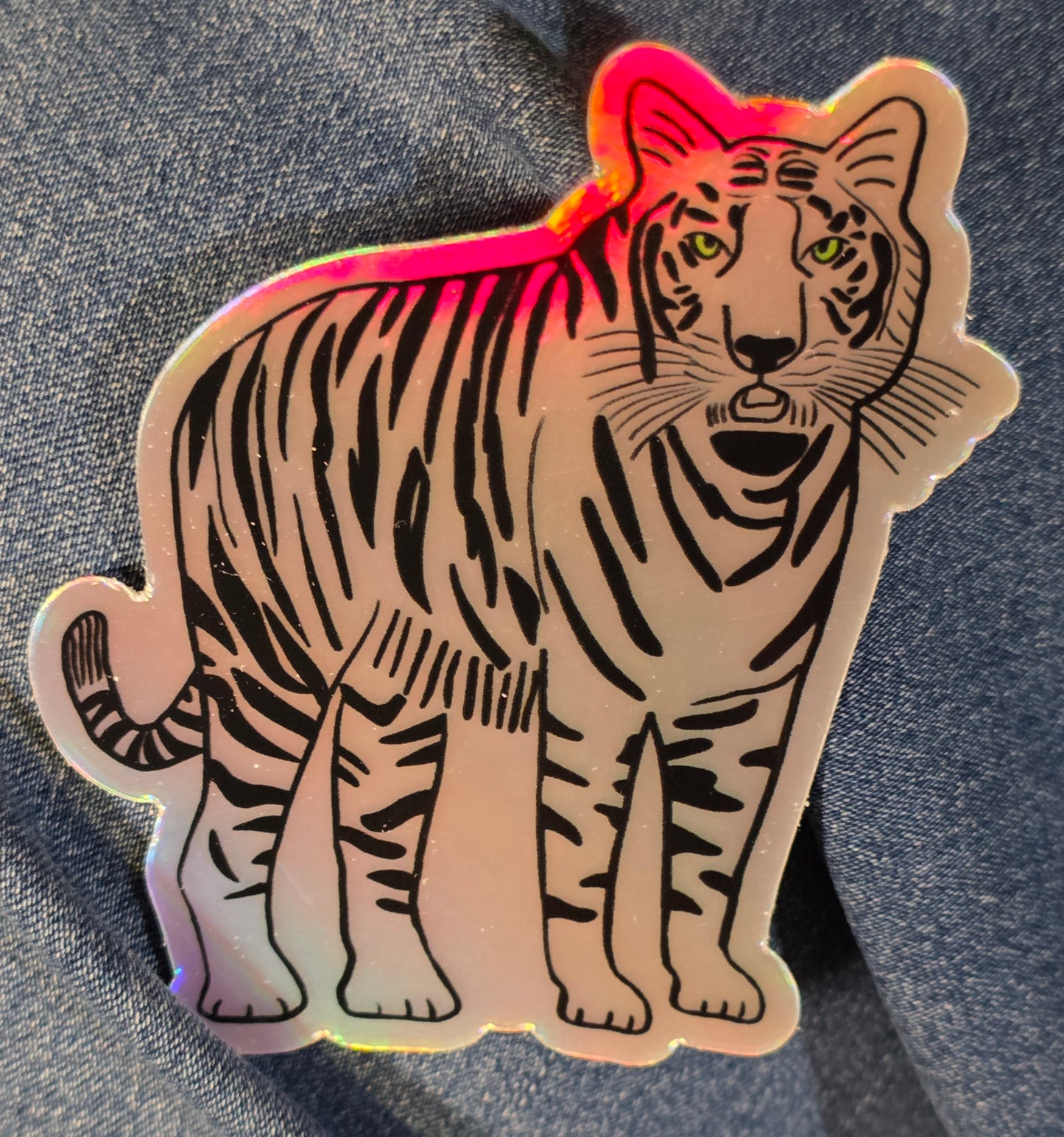 Holographic Sticker, Tiger Design, Vinyl, Die-Cut, 3 Inches