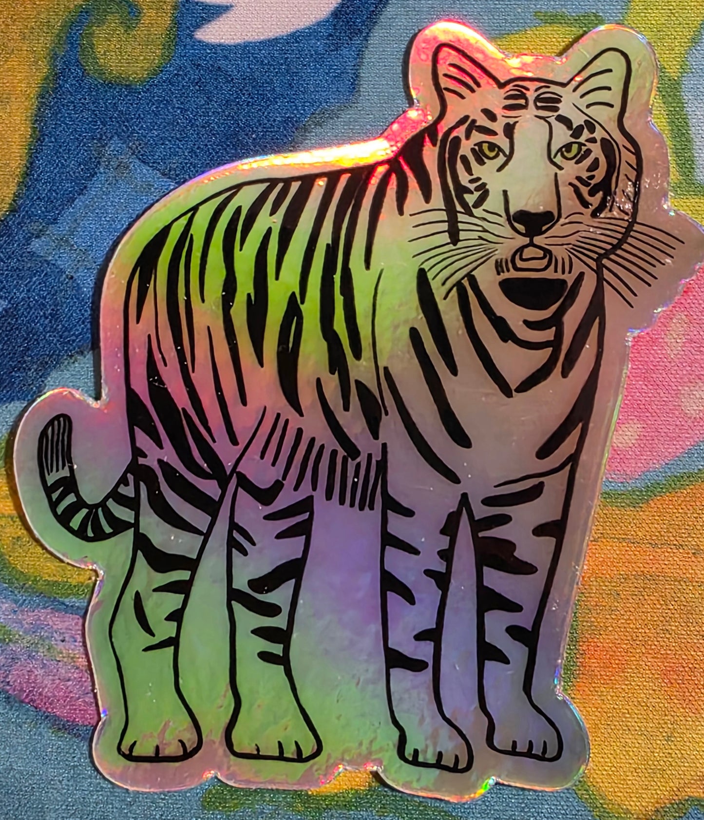 Holographic Sticker, Tiger Design, Vinyl, Die-Cut, 3 Inches