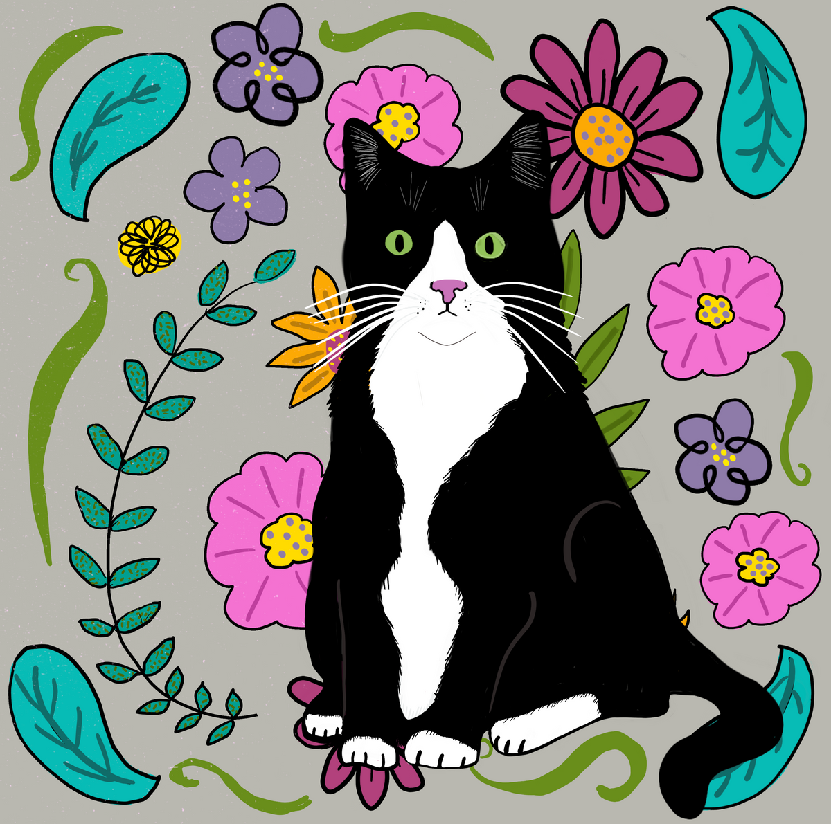 Tuxedo Cat Sticker, Vinyl, Waterproof