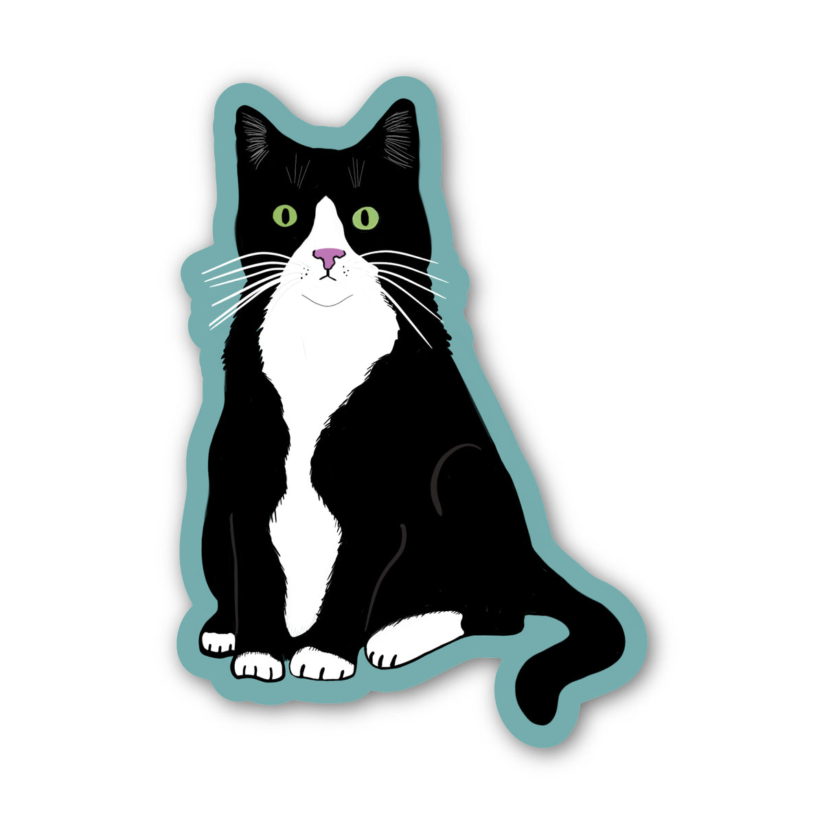 Tuxedo Cat Sticker, Vinyl, Waterproof
