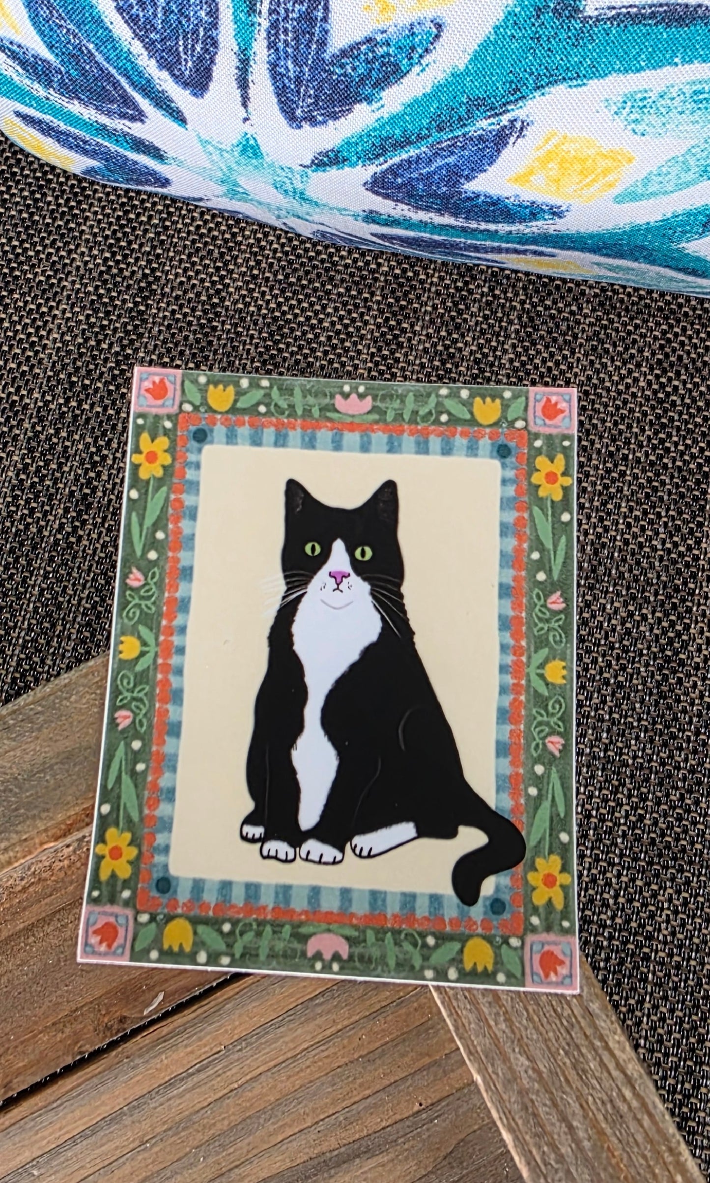 Tuxedo Cat Sticker, Artistic Frame Design