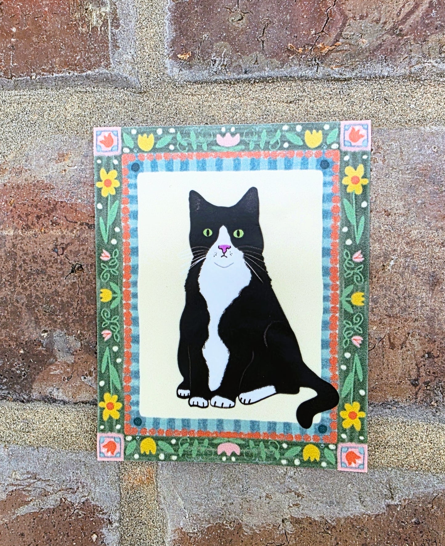 Tuxedo Cat Sticker, Artistic Frame Design