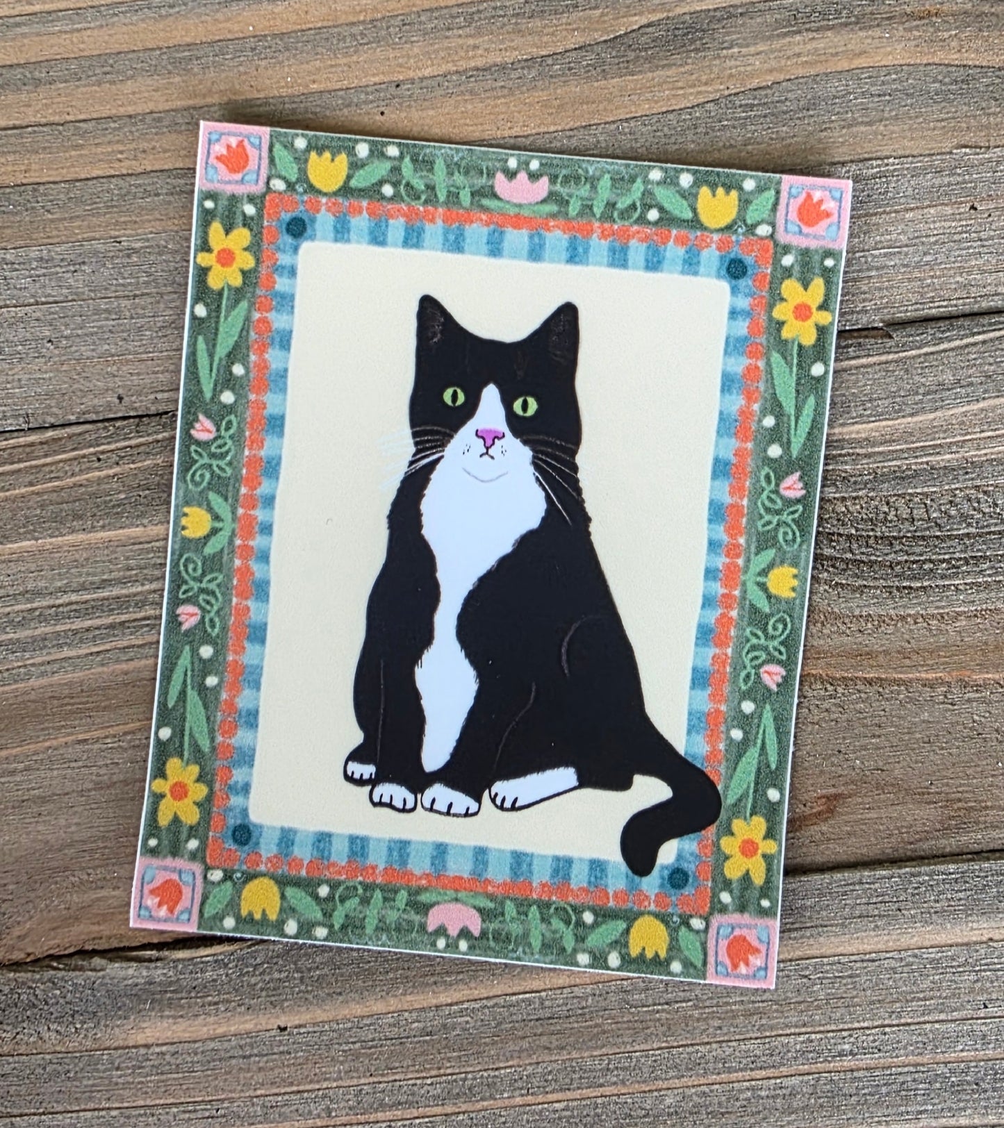 Tuxedo Cat Sticker, Artistic Frame Design
