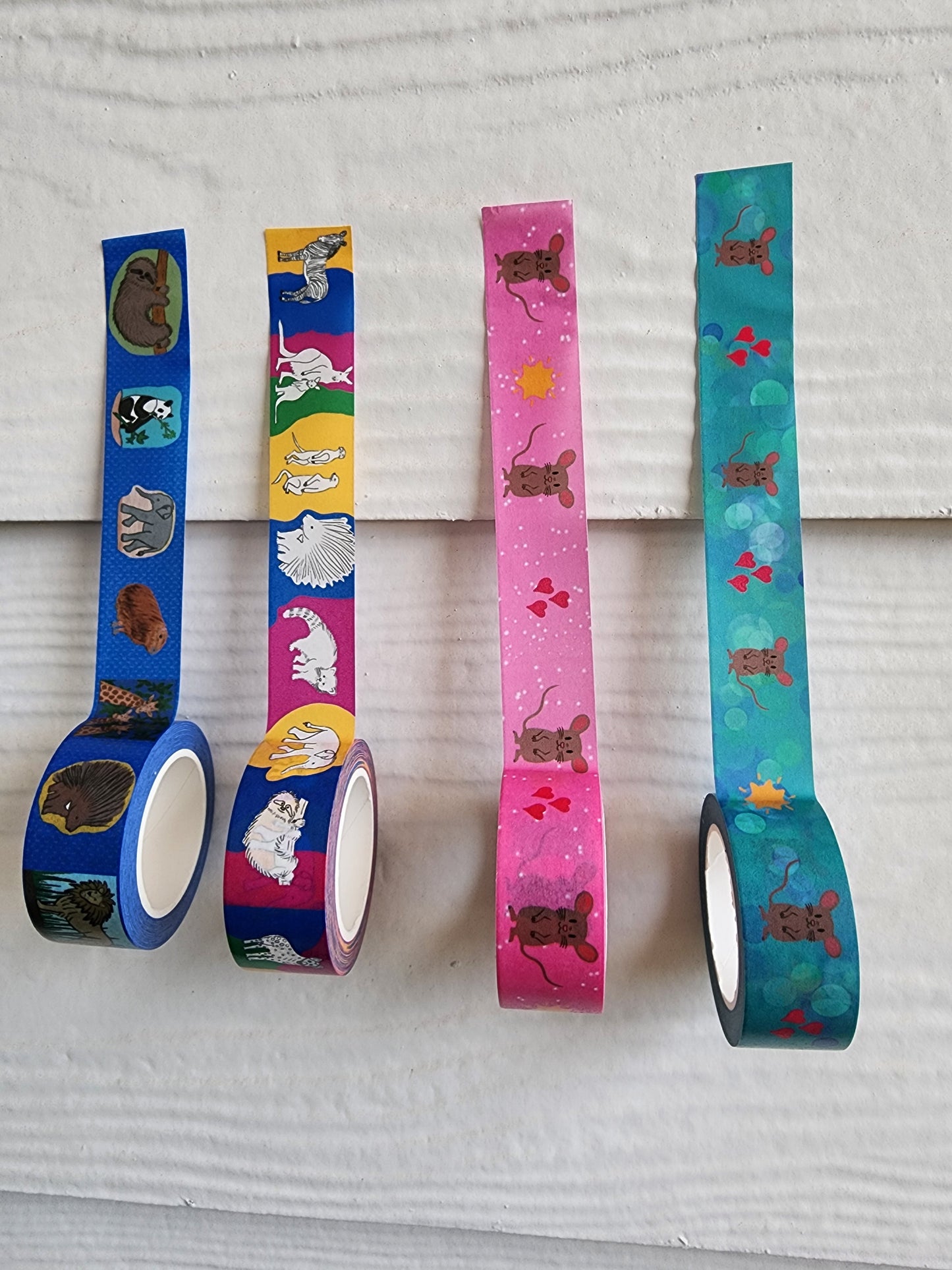 Washi Tape, Mocha Mouse on Pink or Teal with Sunshine and Hearts Design, 2cm Width, 10m Length