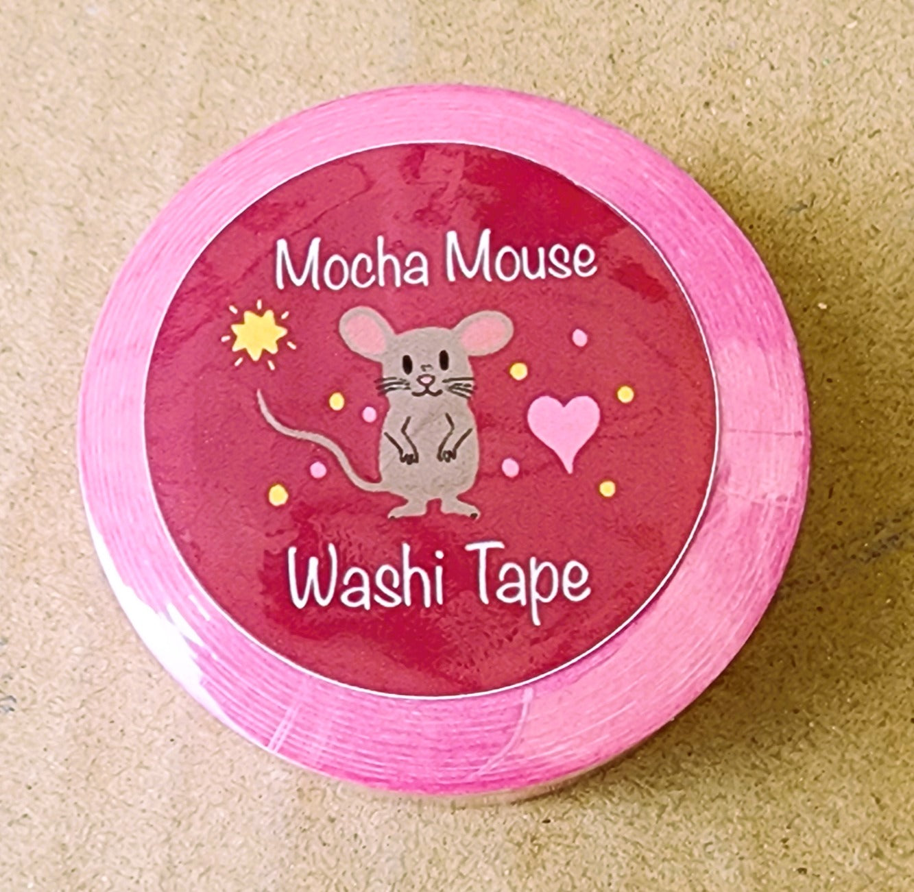 Washi Tape, Mocha Mouse on Pink or Teal with Sunshine and Hearts Design, 2cm Width, 10m Length