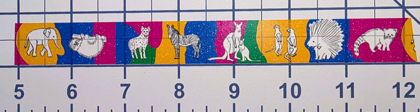 Washi Tape, Wildlife Design, Two background and Design Choices, Bold Multi Color or Blue