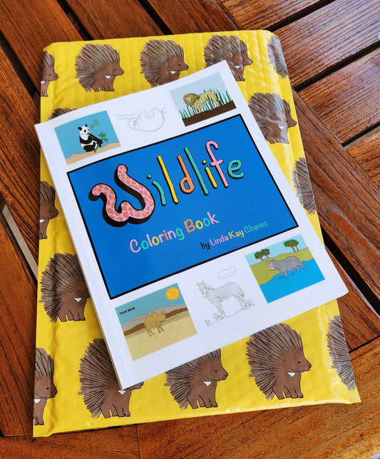 Wildlife Coloring Book, 24 Wild Animals + Animal Facts, Heavy Duty Pages 8" x 10"