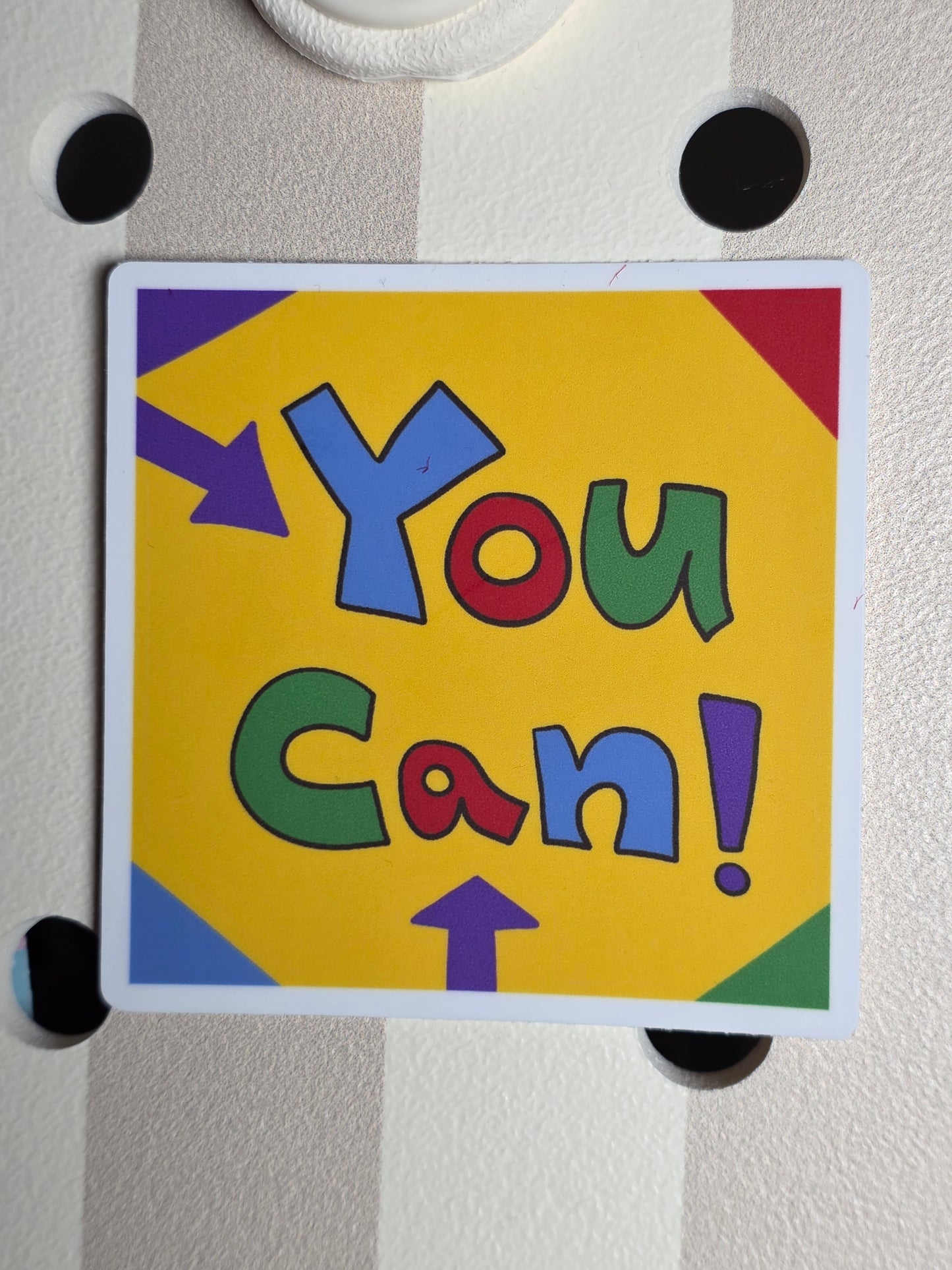 Sticker, "You Can" Message on Bright Square Vinyl Sticker, 3 Inches