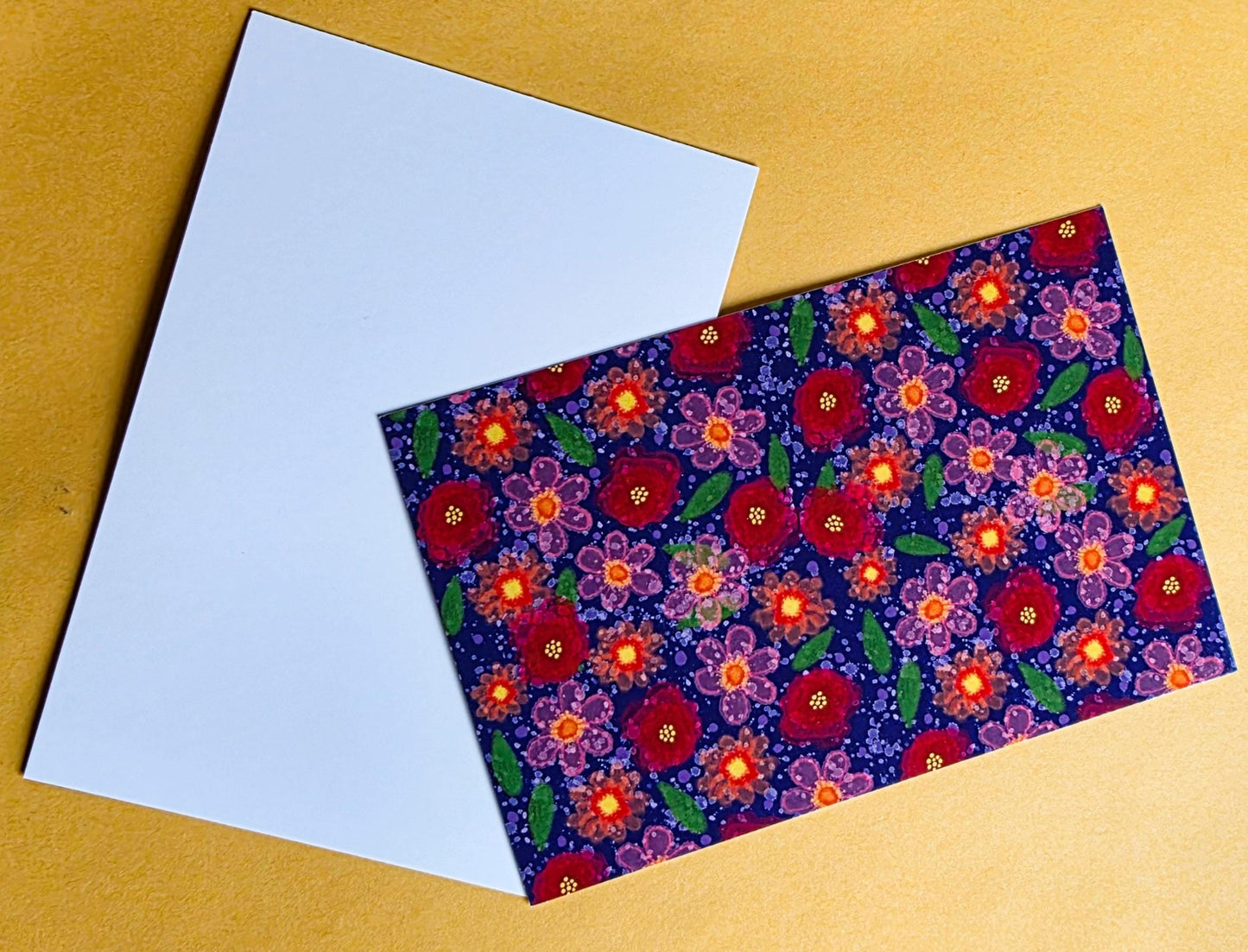 Blue Floral Post Card, Charming Flowers Blank Card, 4" x 6" Art Print