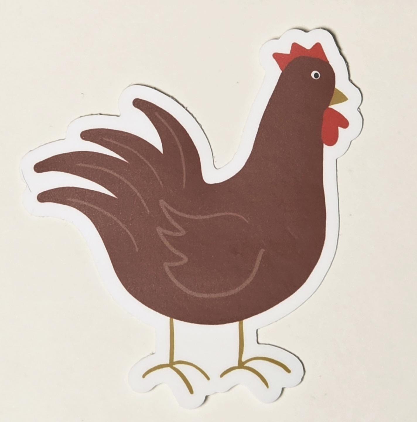 Sticker, Chickens, Choose Brown or Black Speckled, Vinyl, Die-Cut, 3 Inch
