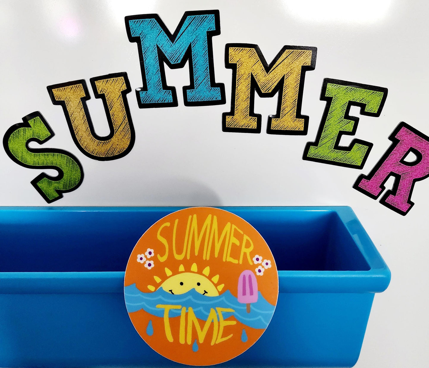 Sticker, Bright Summer Time Circle Sticker, Orange, Vinyl, 3 Inch