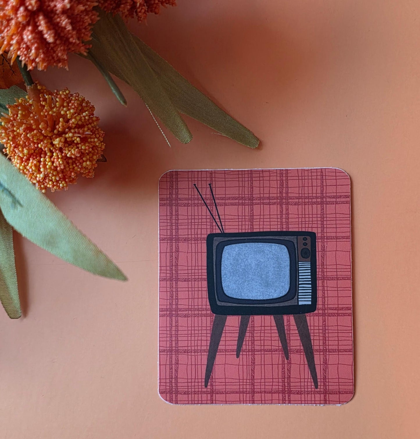 Sticker, Vintage Television Design, TVs, Choose Glitter, Holographic or Square Pattern, Vinyl 3 Inches