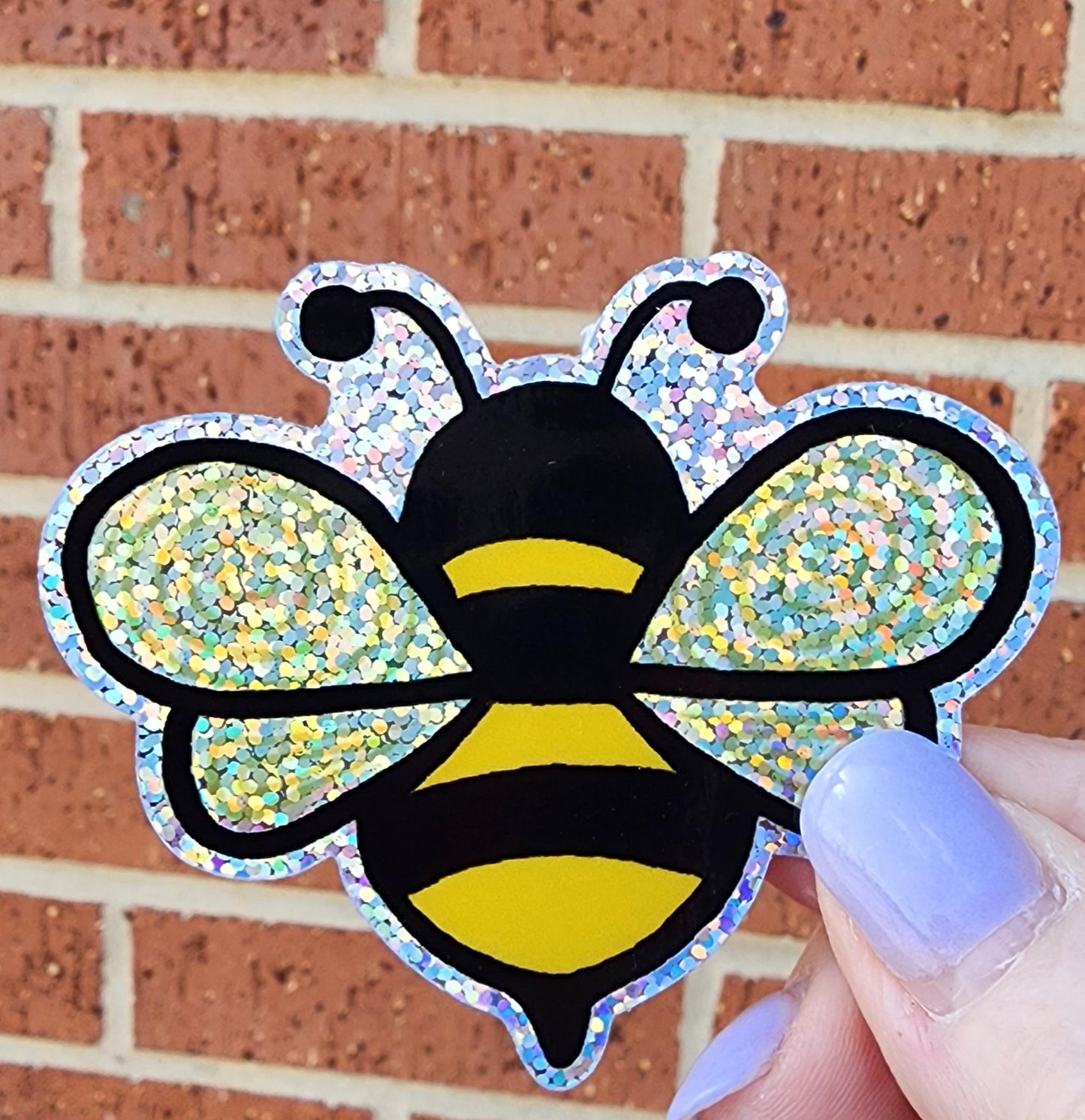 Glitter Sticker, Bee Design, Vinyl, Die-Cut, 3 Inch