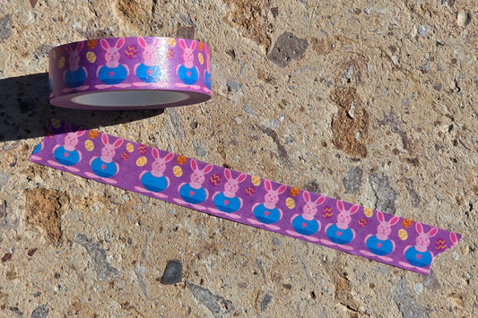 Washi Tape, Easter Bunny With Eggs, Spring Journaling Decor, 1.5 Cm Width, 10m Length