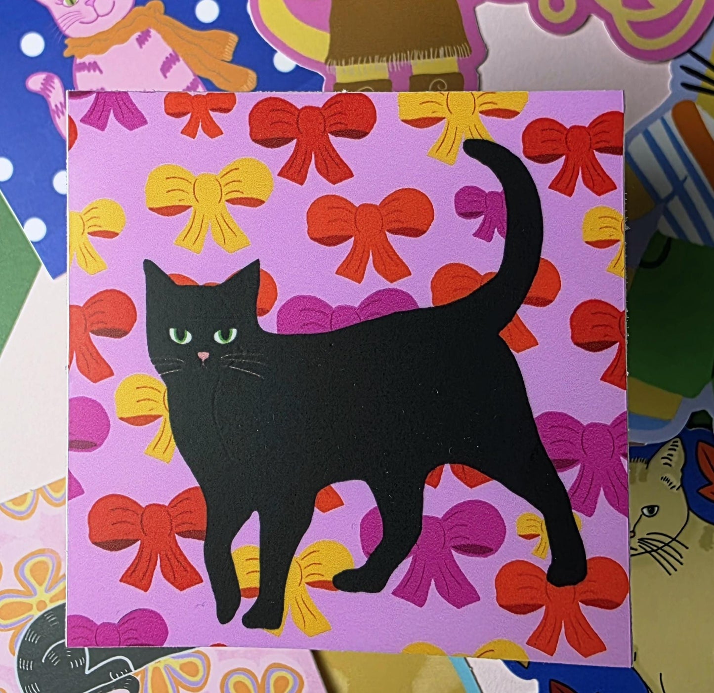 Cat Themed Sticker Pack, 7 Cat Stickers, Vinyl decals