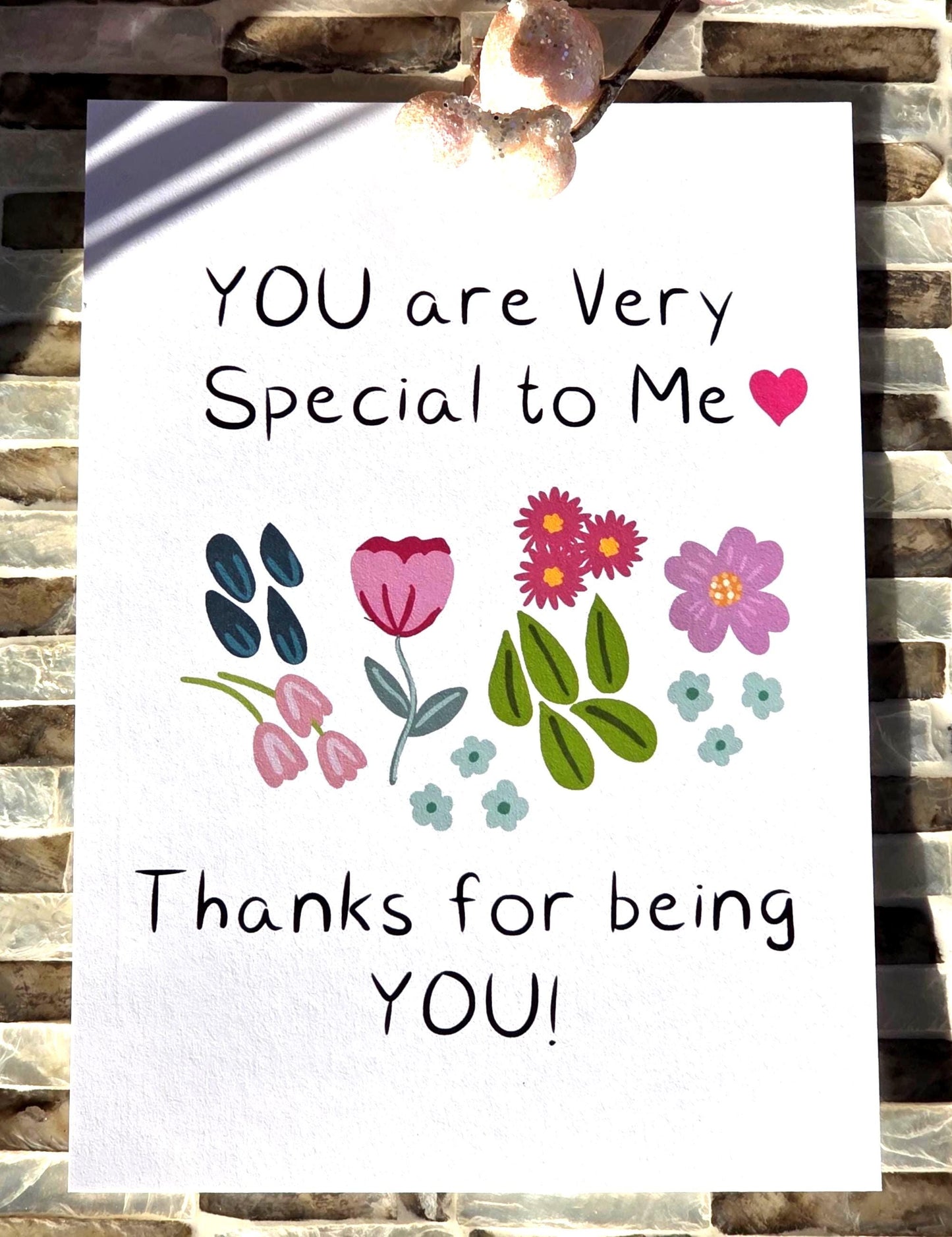 Floral "You Are Special" Post Card, 5" x 7" Art Print, Greeting Card