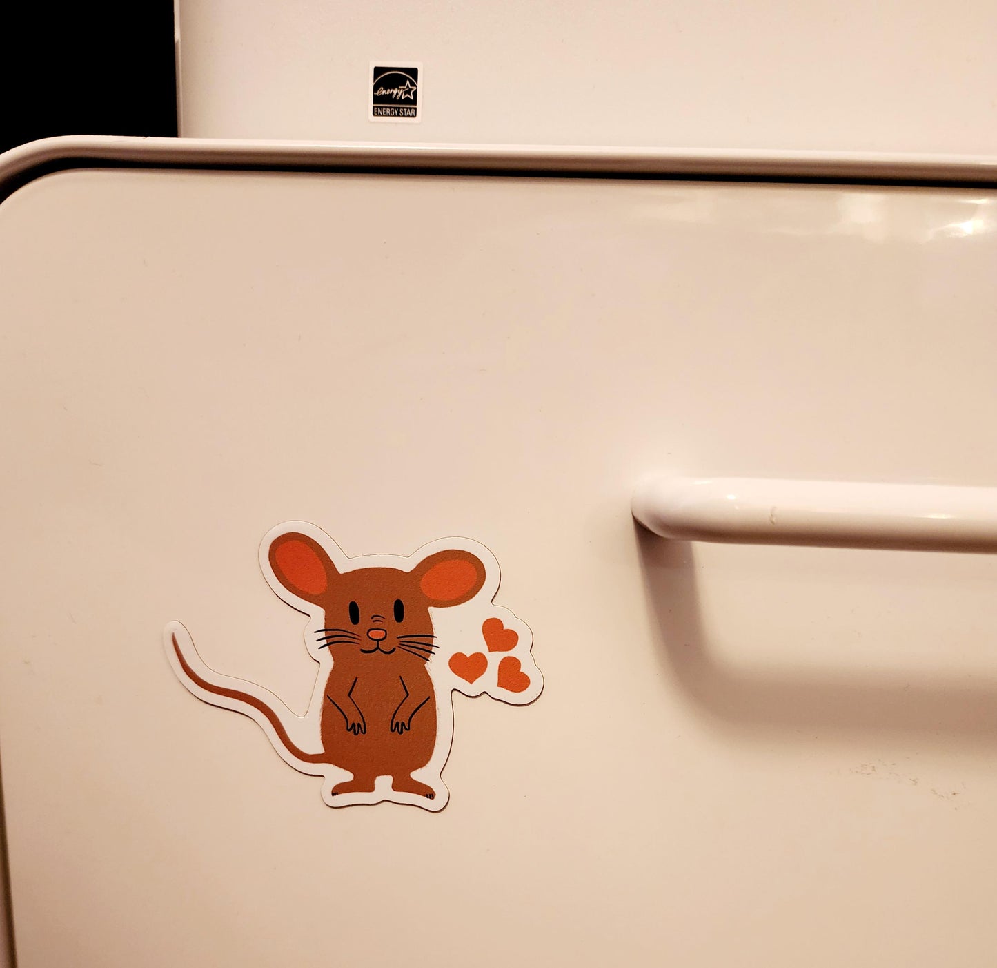 Magnet, Mocha Mouse With Hearts, Die-Cut, 3 Inch