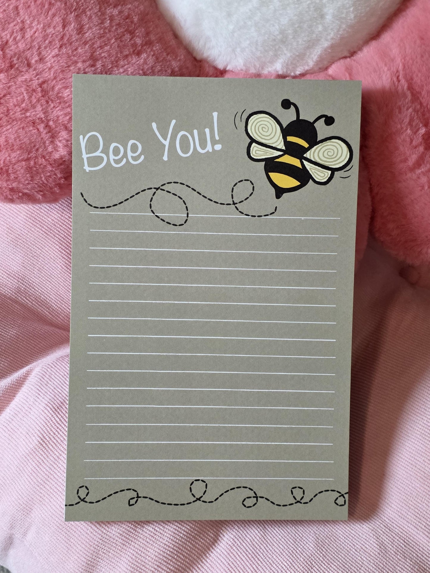 Notepad, "Bee You!" Text With Bee Design on Tan/Taupe Lined Pages, 50 Sheets