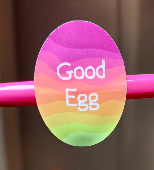 Sticker, "Good Egg" Colorful Egg Sticker, Choose Color, Vinyl, Die-Cut, 3 Inch