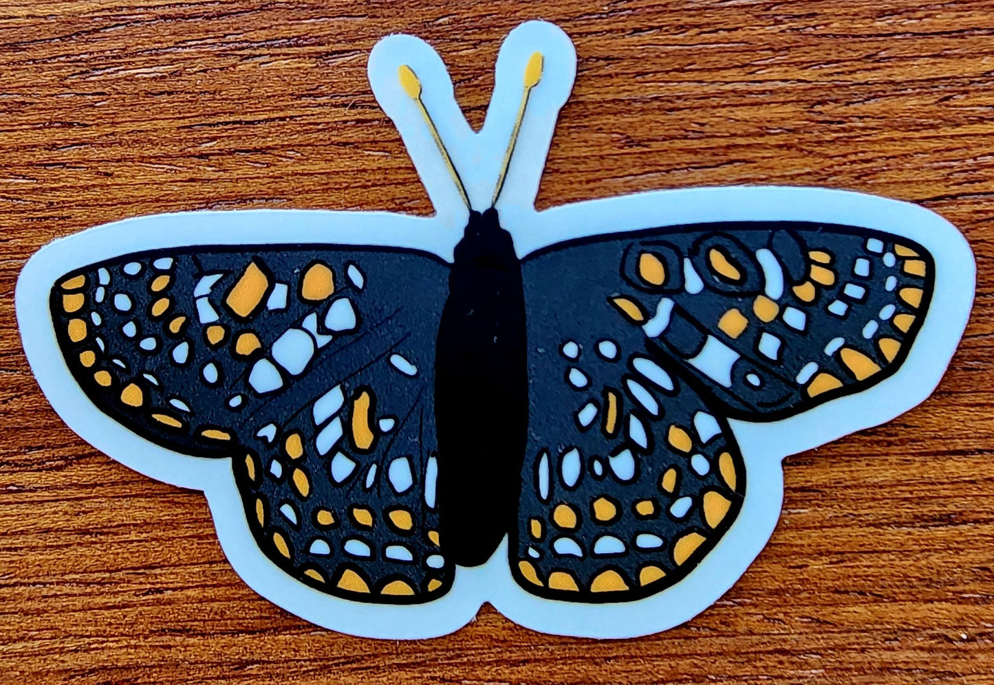 Sticker, Butterfly Design, Taylor's Checkerspot, Vinyl, Die-Cut, 3 Inches