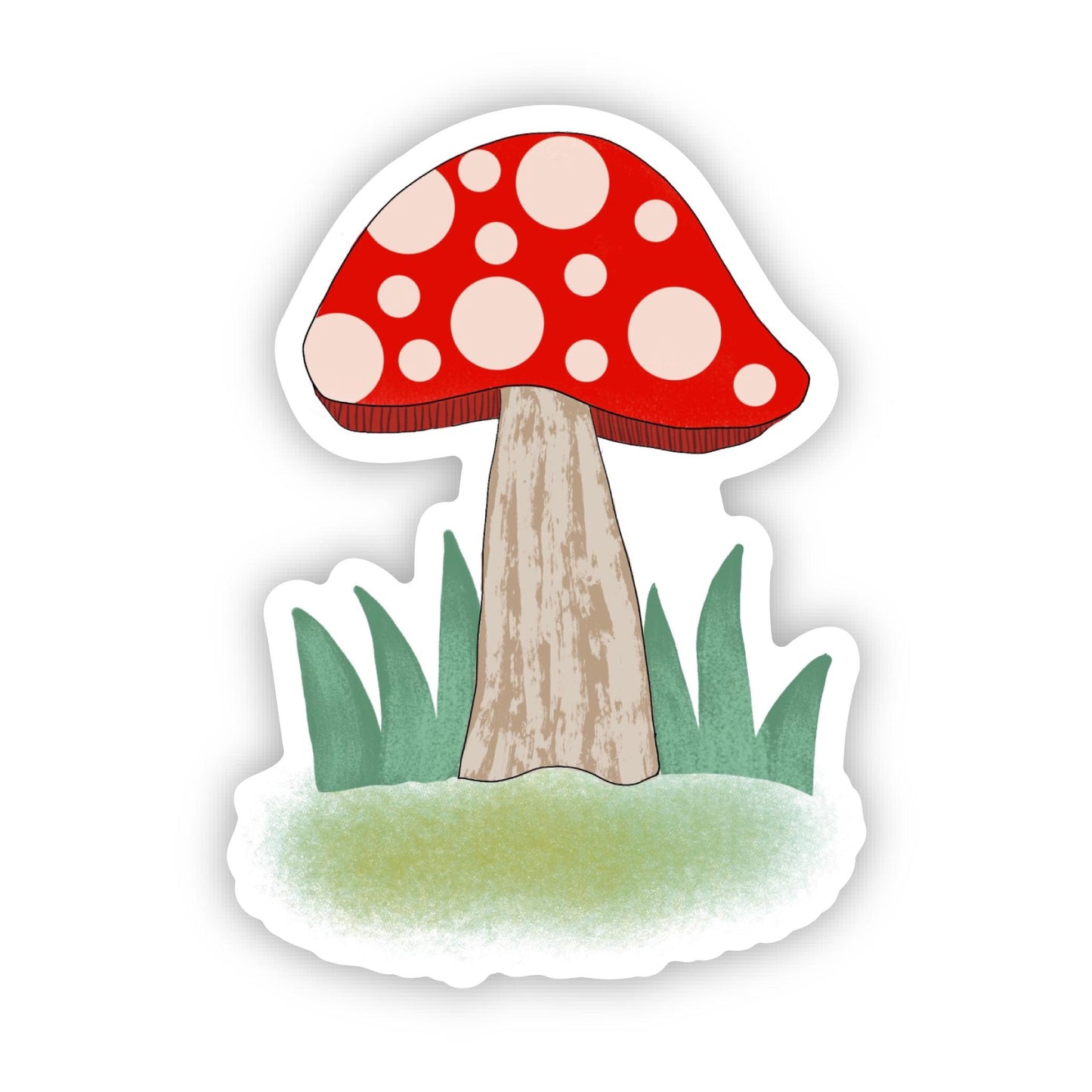 Sticker, Large Red Mushroom Design, Vinyl, Die-Cut, 3 Inch