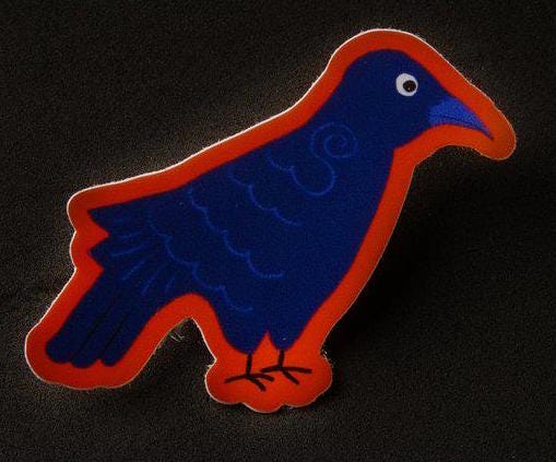 Sticker, Deep Blue Crow With Orange Border, Vinyl, Die-Cut, 2 Inch