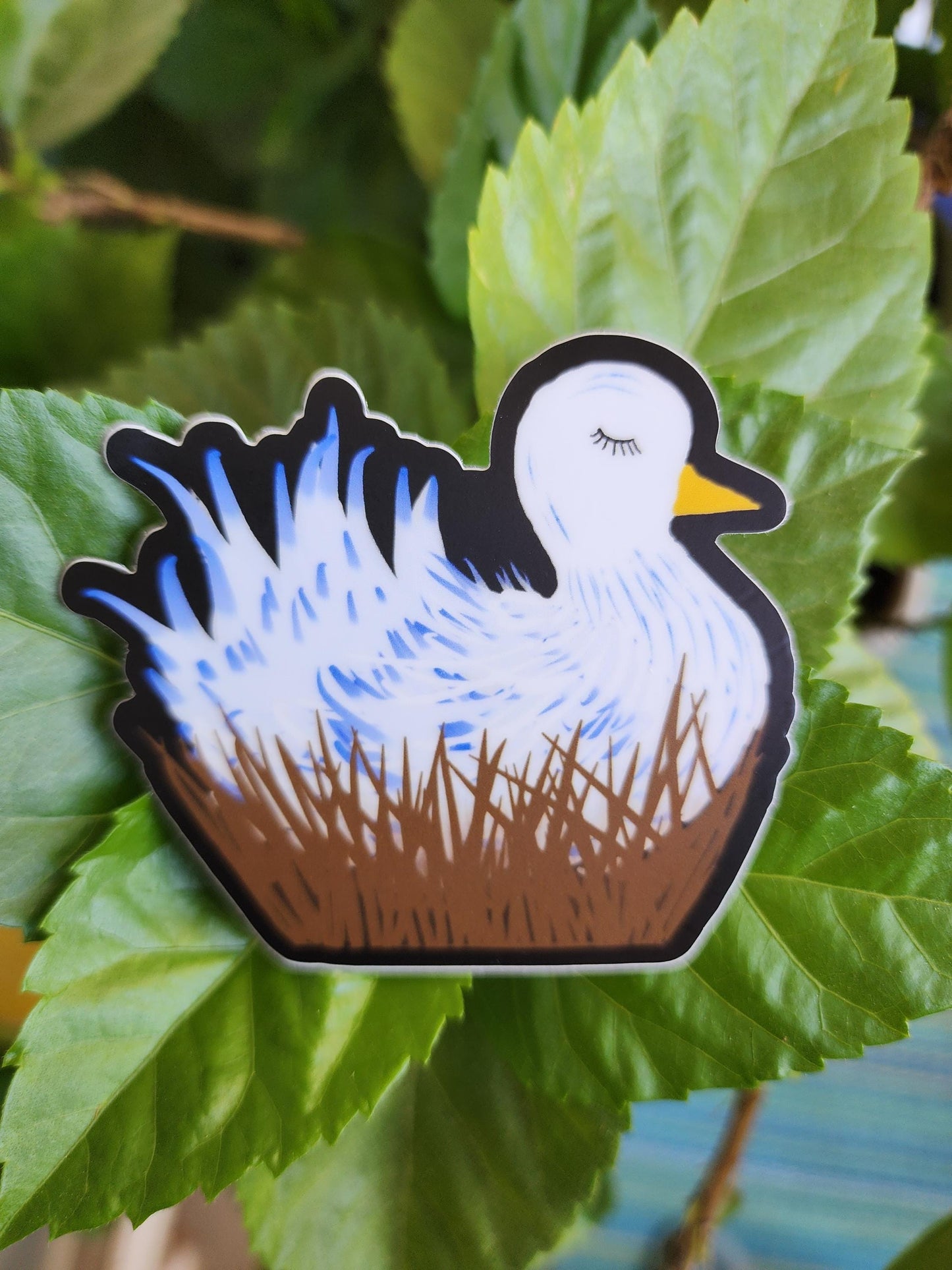 Sticker, Cozy Bird in Nest, Vinyl, Die-Cut, 3 Inch