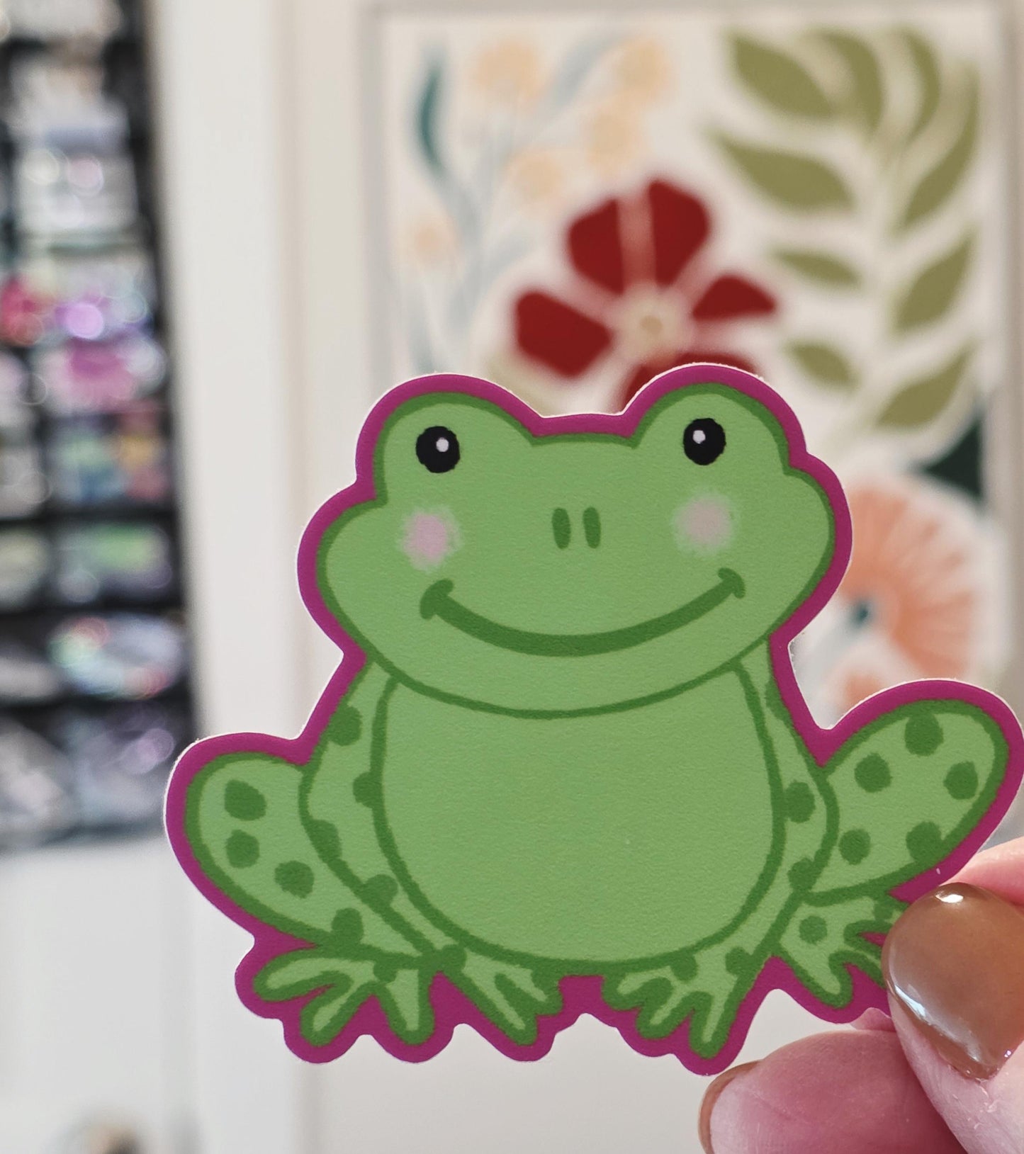 Sticker, Green Frog, Vinyl, Die-Cut, 3 Inch