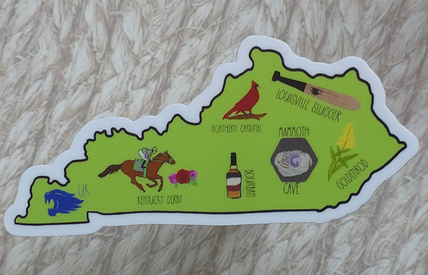 Sticker, Kentucky State Sticker, Vinyl, Die-Cut, 3 Inch