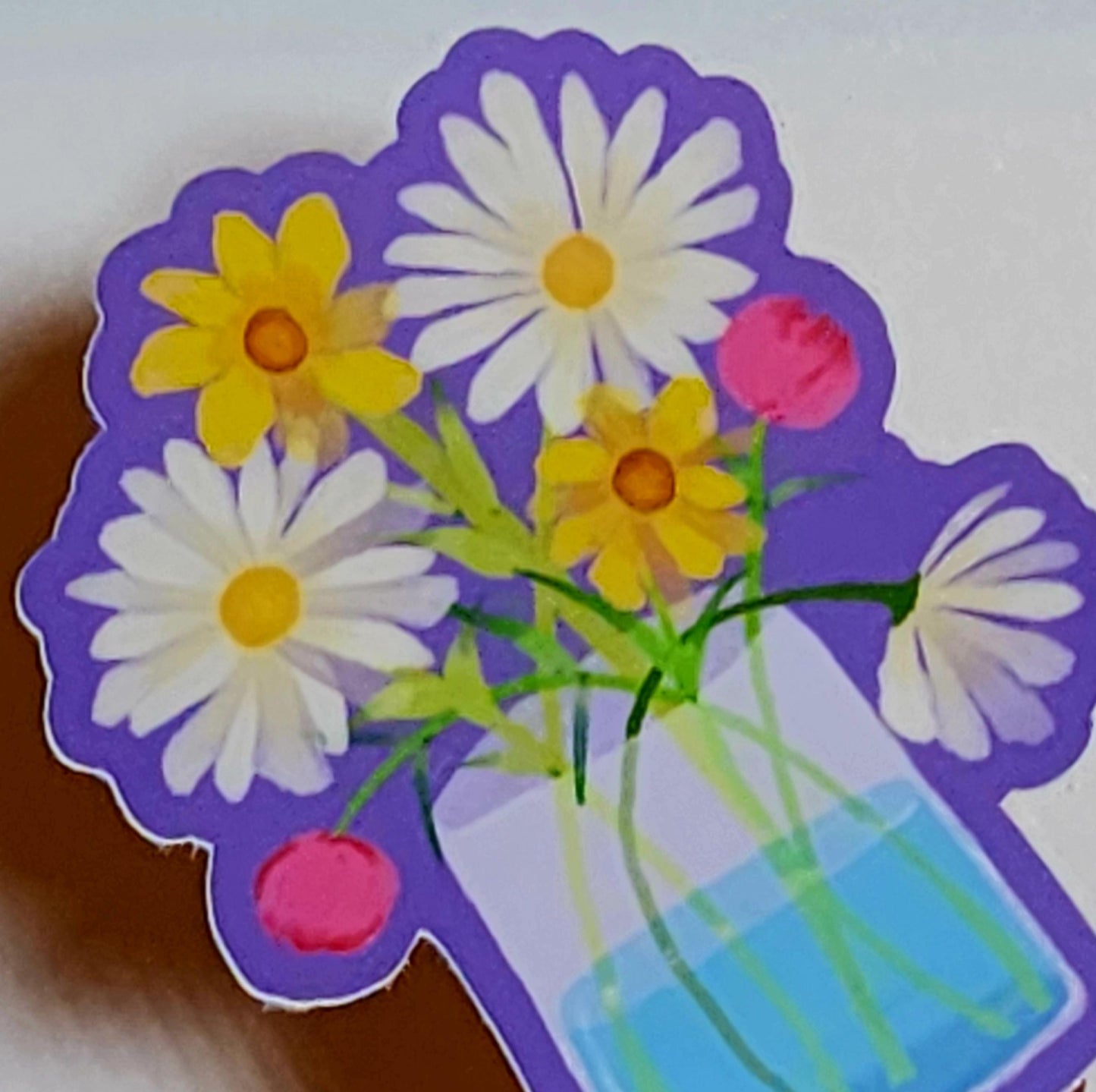 Sticker, Floral Bouquet in Vase Water, Vinyl, Die-Cut, 3 Inch