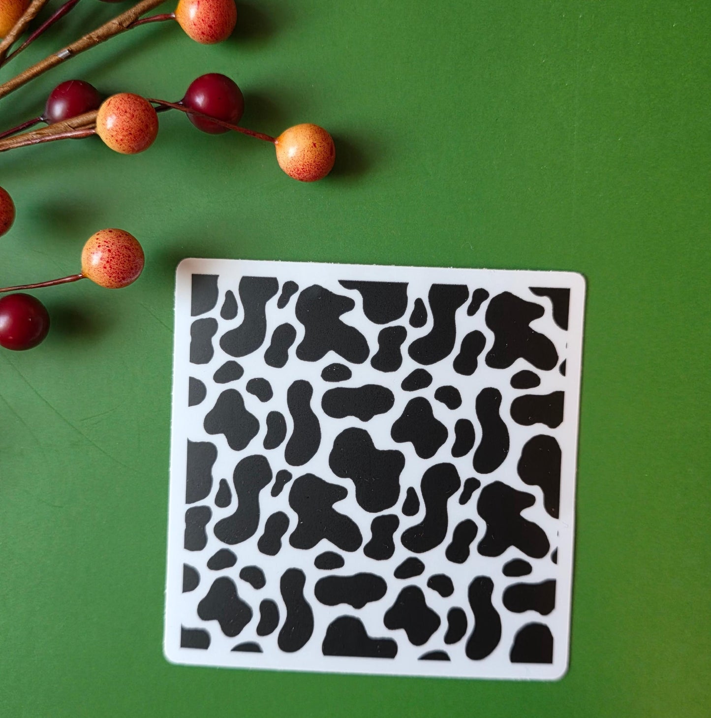 Sticker, Cow Print Design, Vinyl, 3 Inch Square