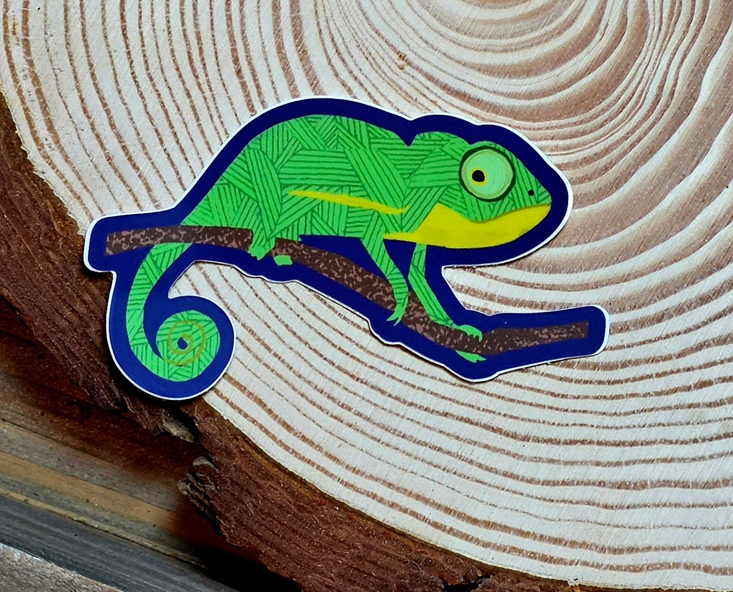 Sticker, Chameleon on Branch, Vinyl, Die-Cut, 3 Inches