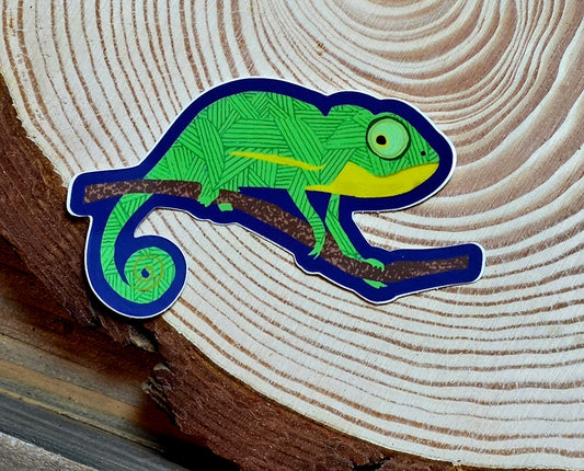 Sticker, Chameleon on Branch, Vinyl, Die-Cut, 3 Inches