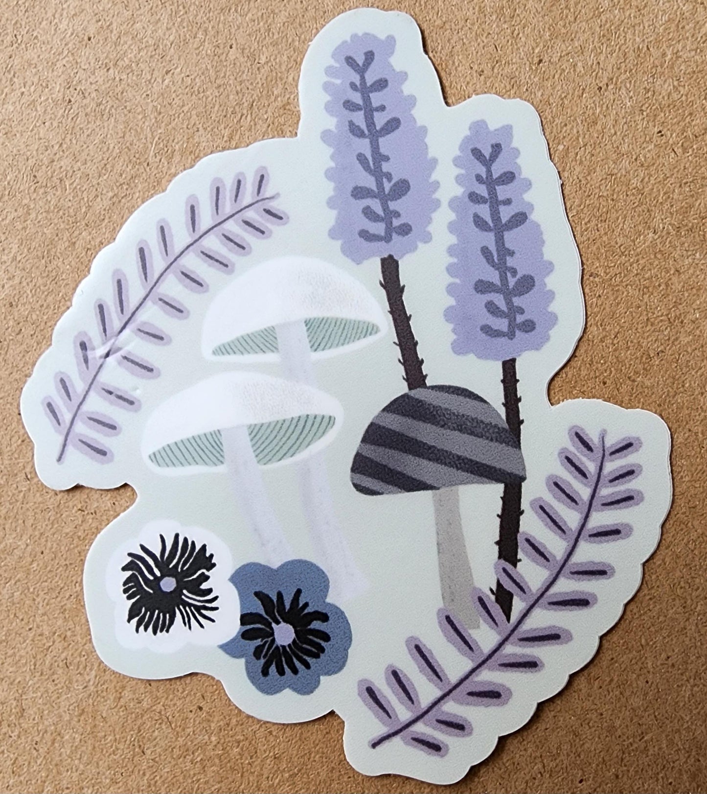 Sticker, Mushroom Garden Design, 3 Color Choices, Vinyl, Die-Cut, 3 Inch