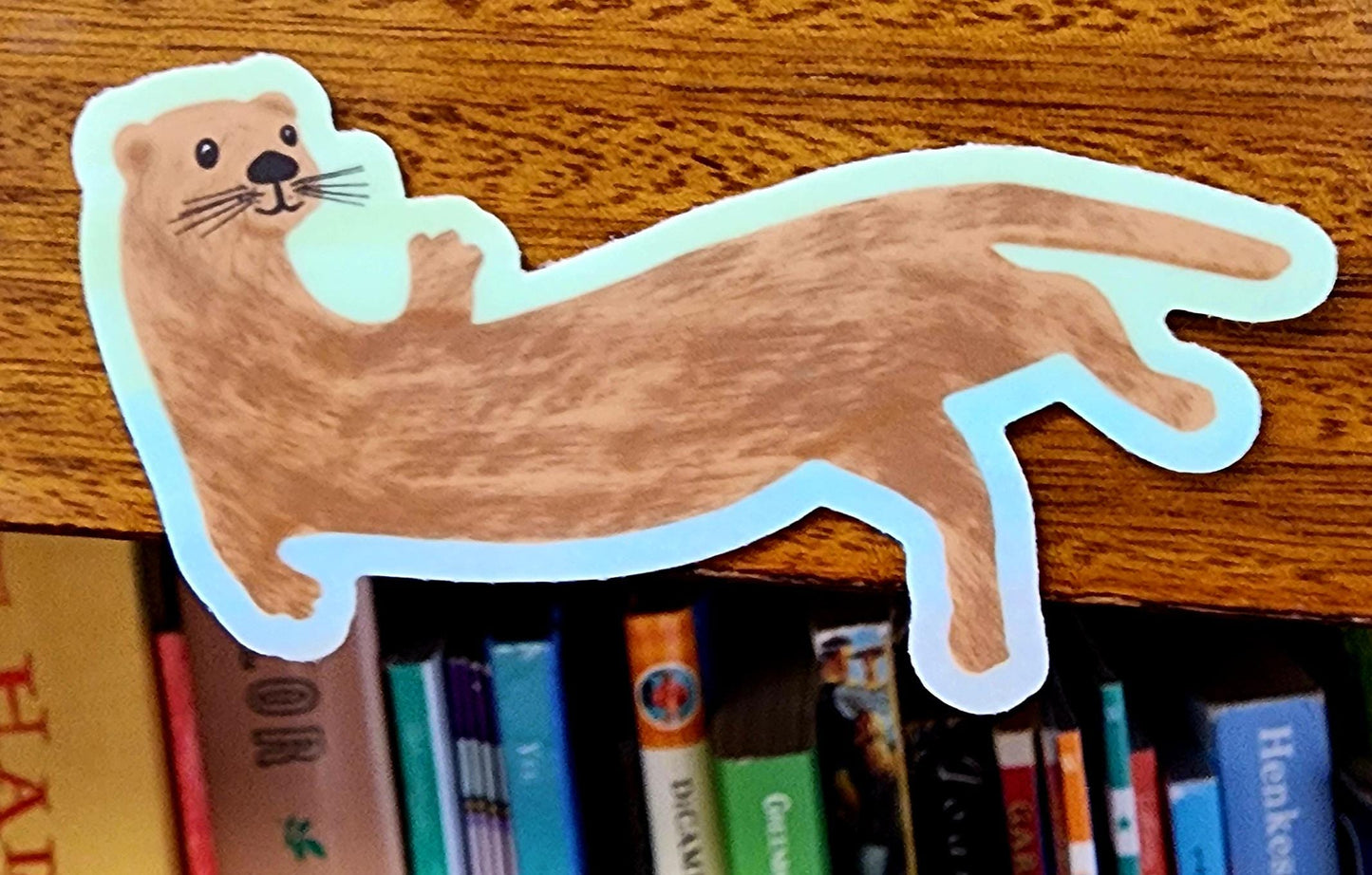 Sticker, Floating Otter Waving Design, Vinyl, Die-Cut, 3 Inches