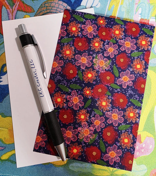 Blue Floral Post Card, Charming Flowers Blank Card, 4" x 6" Art Print