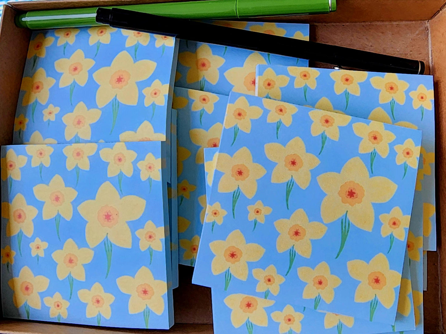 Sticky Notes, 3 Inch Square, Daffodil Design, 50 Sheets