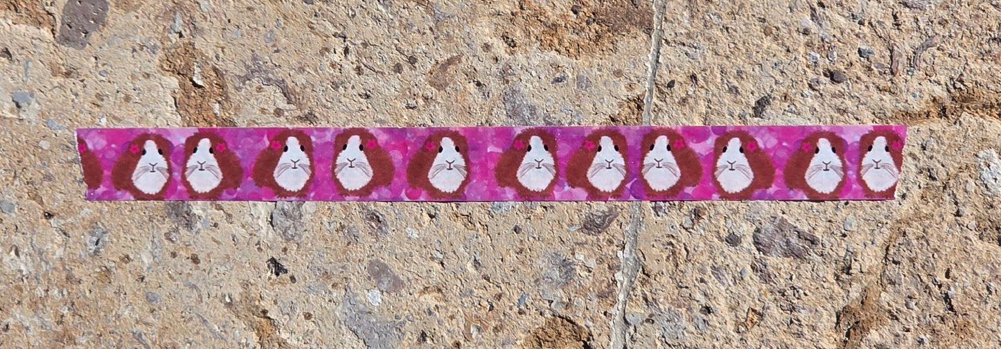 Washi Tape, Guinea Pig Design on Pink, 1.5 Centimeters x 10 Centimeters