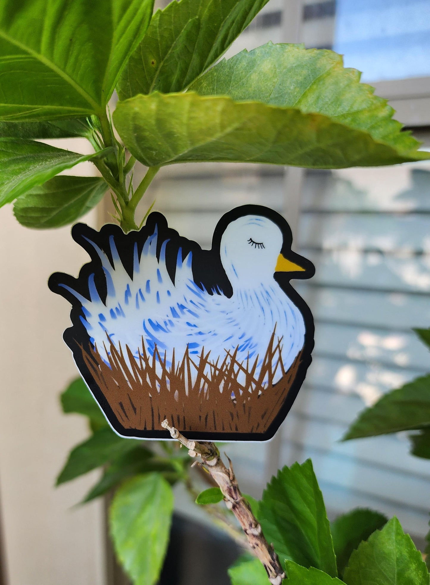 Sticker, Cozy Bird in Nest, Vinyl, Die-Cut, 3 Inch