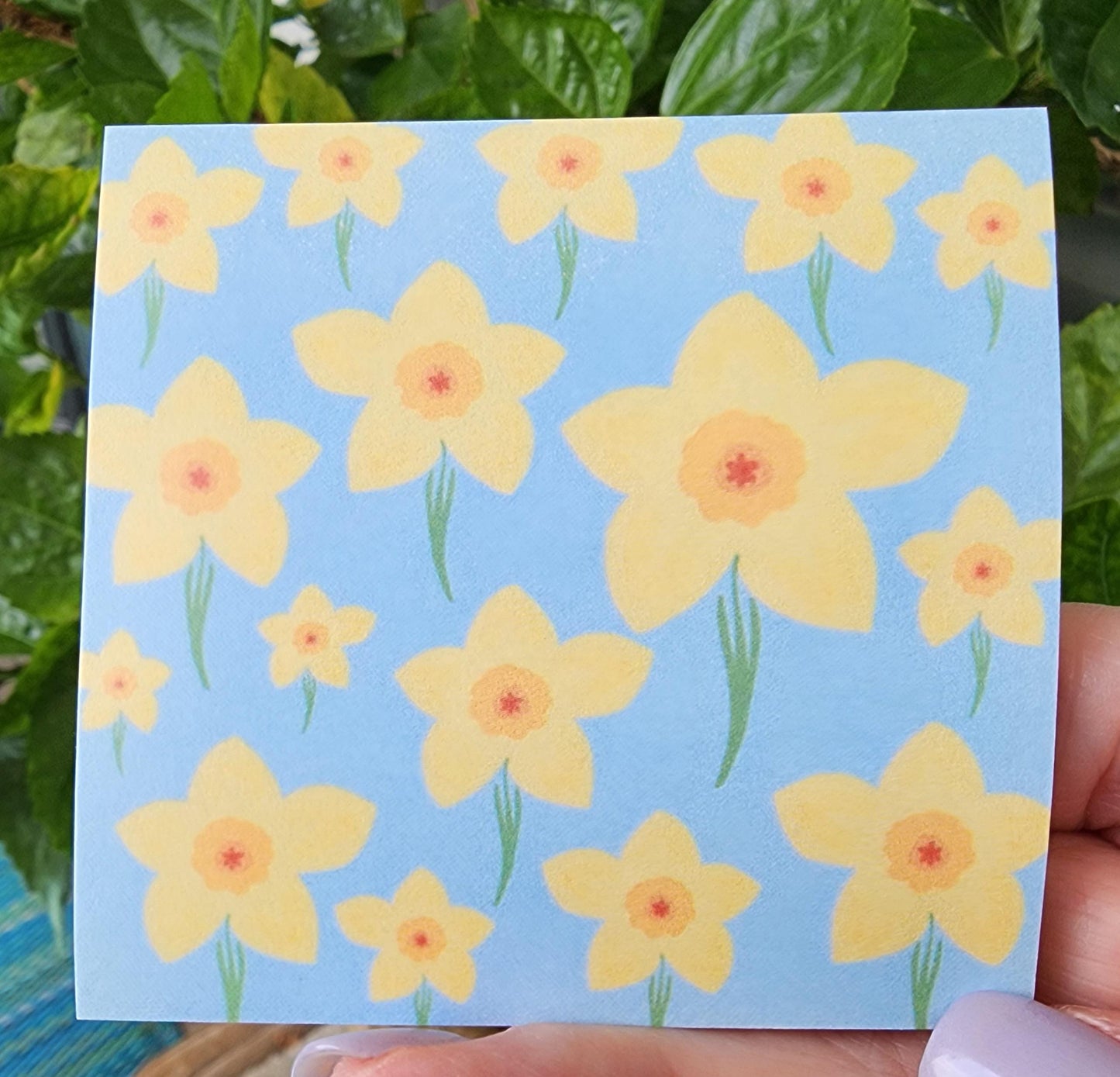 Sticky Notes, 3 Inch Square, Daffodil Design, 50 Sheets