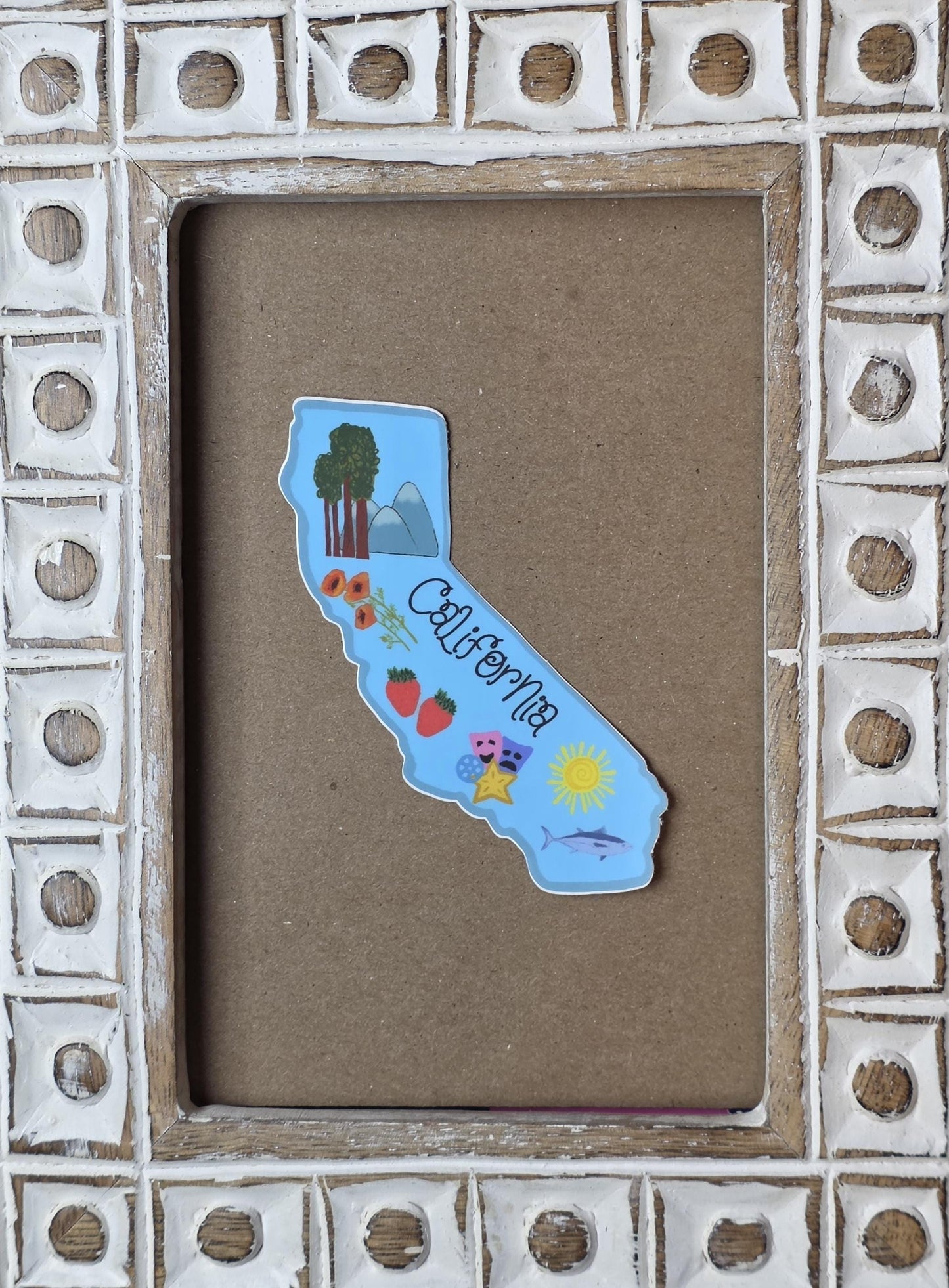 Sticker, California State Sticker, Die-Cut or Square on Gingham, Vinyl, 3 Inch