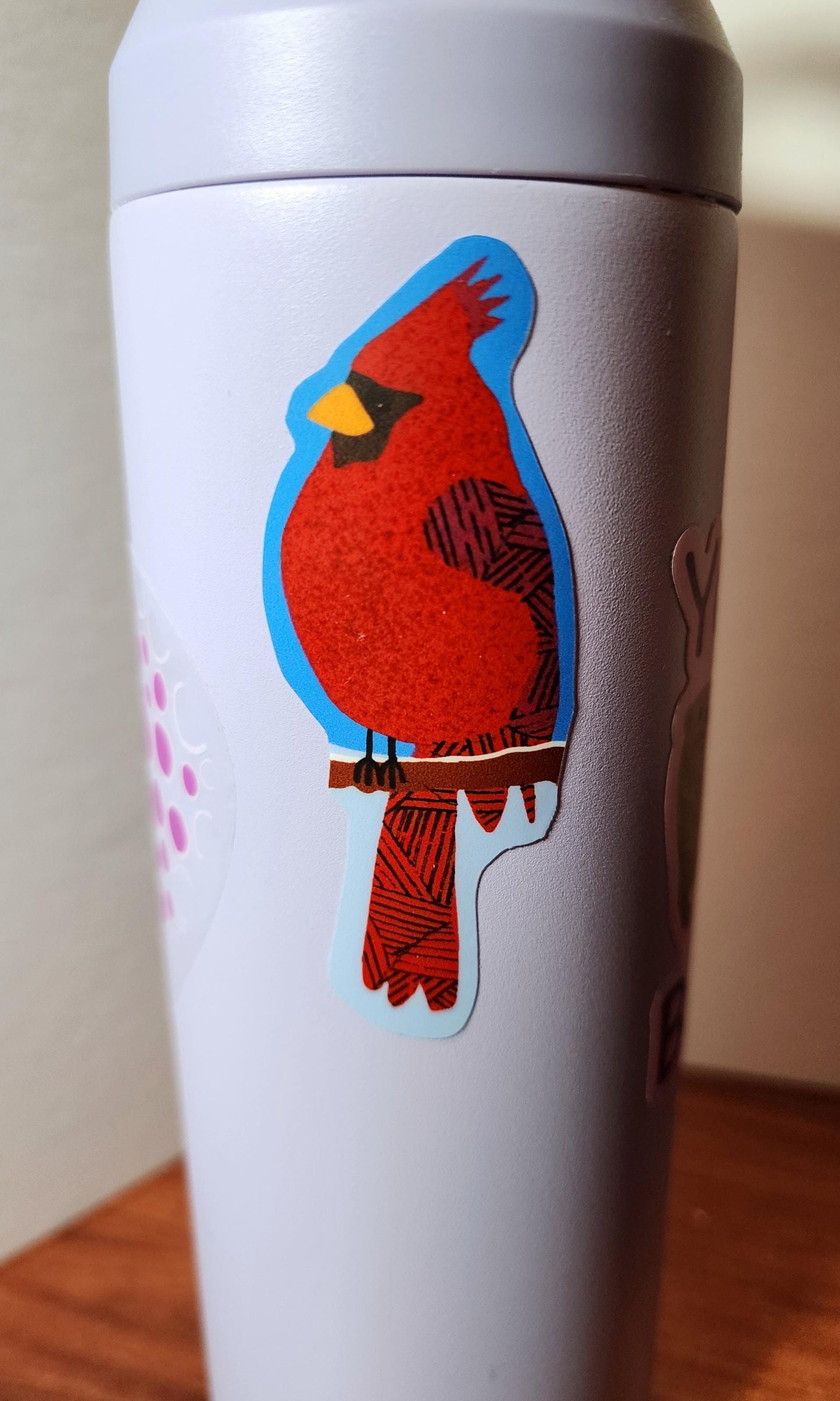 Sticker, Red Cardinal Bird Design, Vinyl, Die-Cut, 3 Inches