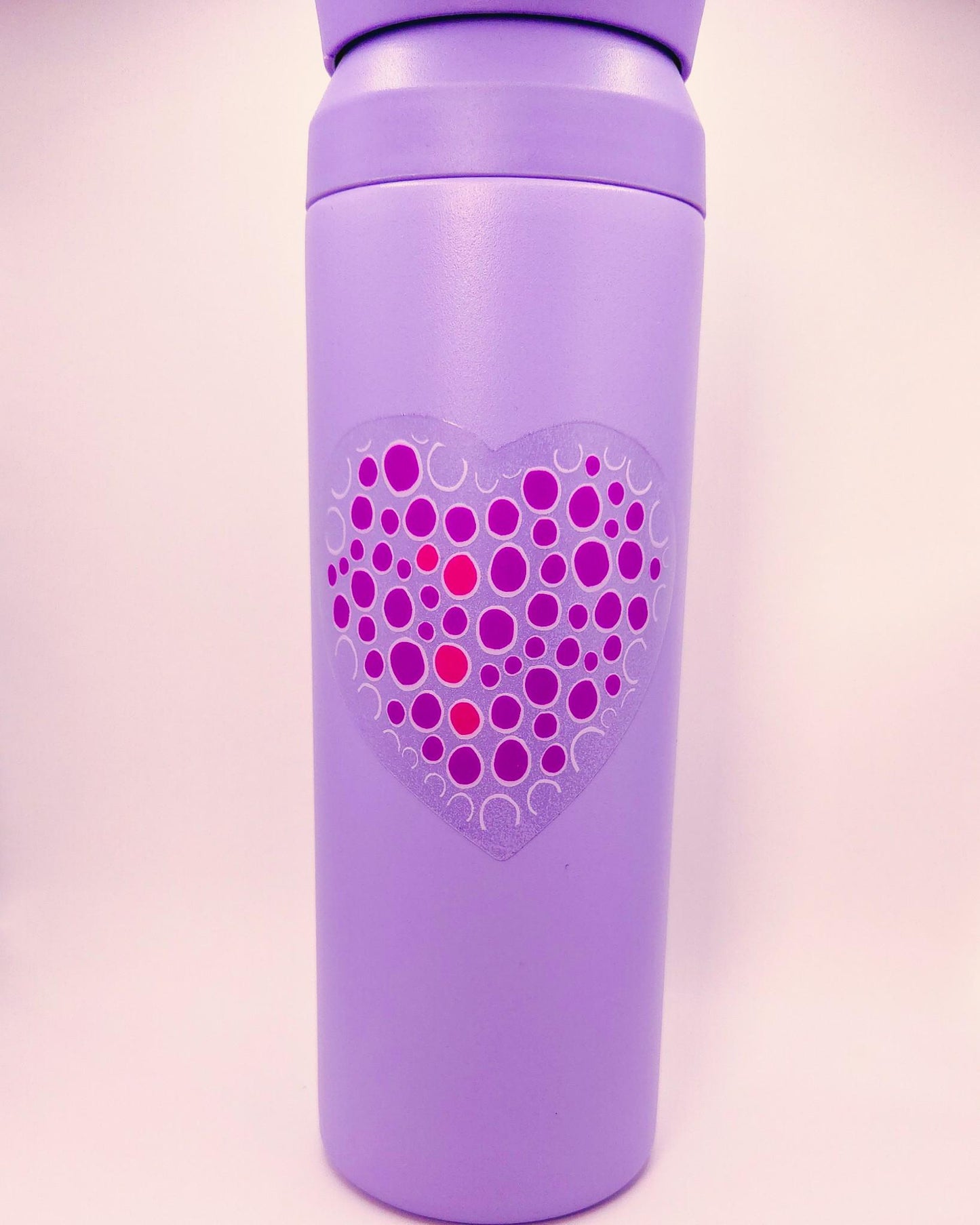 Sticker, Heart with Pink and Purple dots, Clear Background, Vinyl, 3 Inch